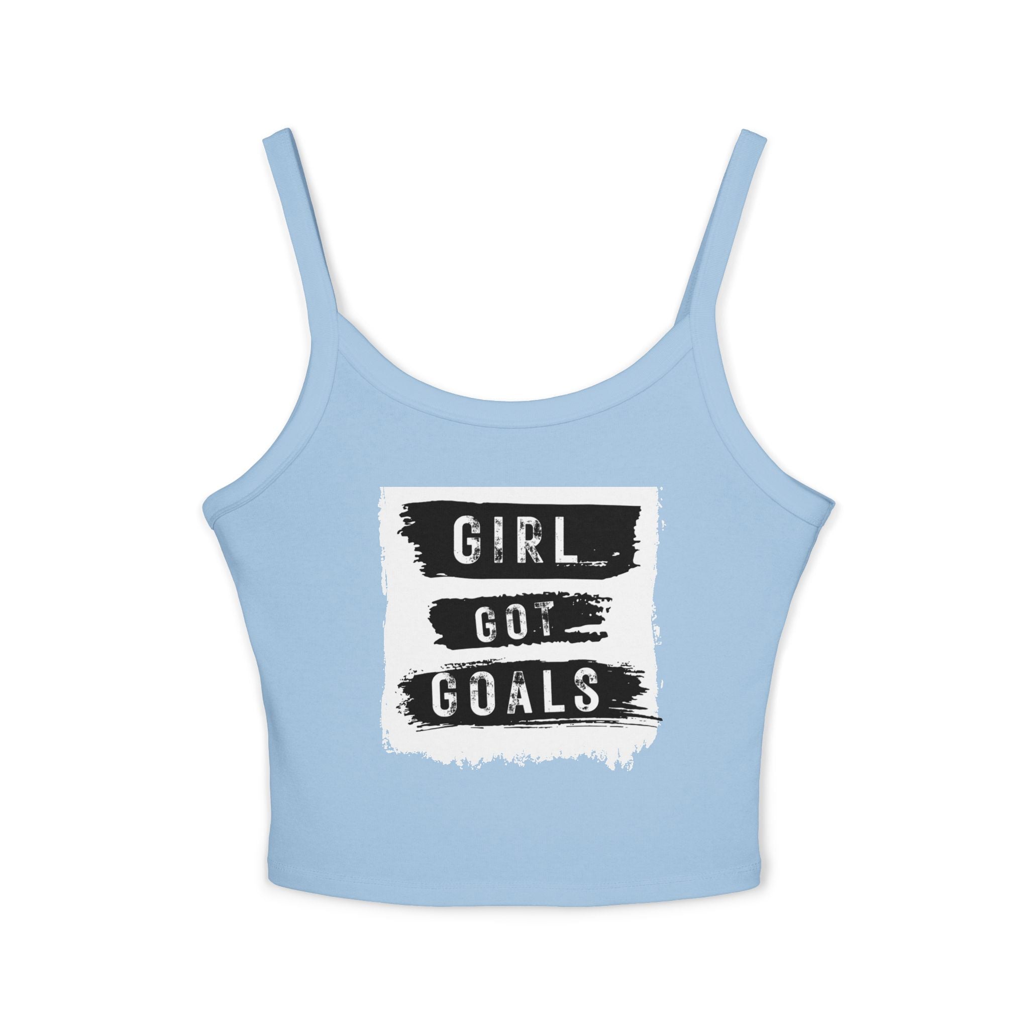 Empowering Women's Spaghetti Strap Tank Top - 'Girl Got Goals' - Motivational Summer Wear, Casual Outfit, Fitness Top, Trendy Apparel, [...]