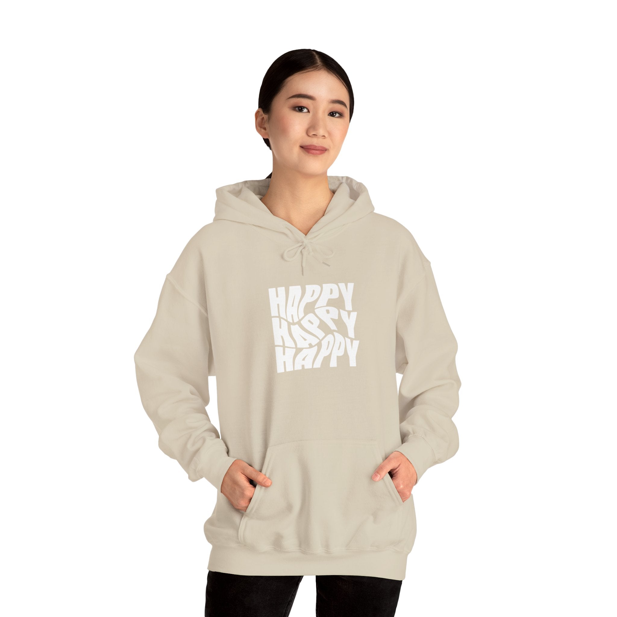 Happy Vibe Unisex Hoodie, Cozy Sweatshirt, Gift for Friends, Casual Wear, Birthday Gift, Everyday Comfort