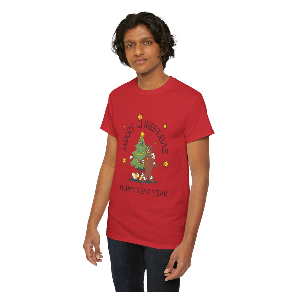 Christmas Gingerbread Tree Tee - "Merry Christmas, Happy New Year" Holiday Shirt