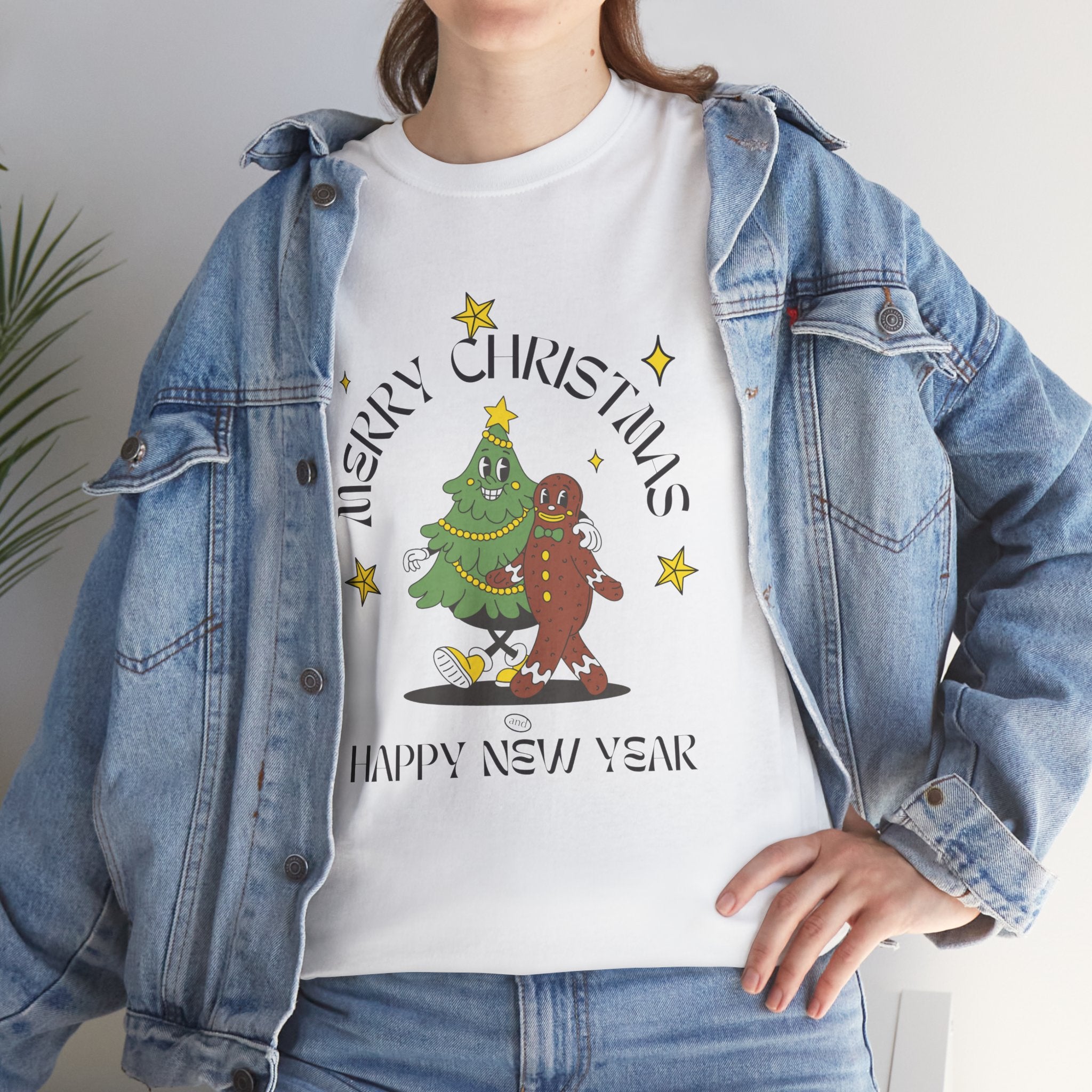 Christmas Gingerbread Tree Tee - "Merry Christmas, Happy New Year" Holiday Shirt