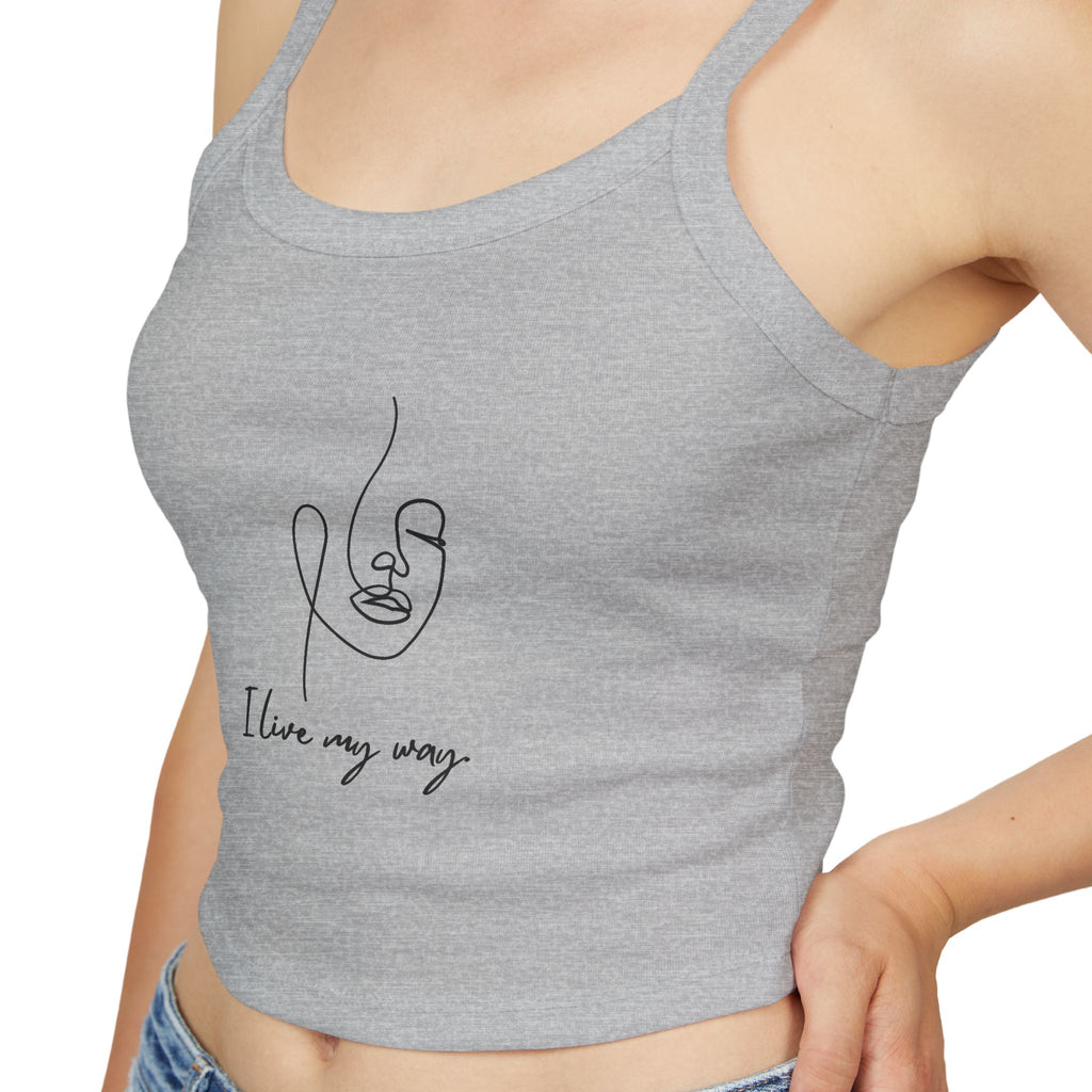 Women's Spaghetti Strap Tank Top, I Love My Way, Casual Summer Wear, Beach Outfit, Graphic Crop Top, Gift for Her