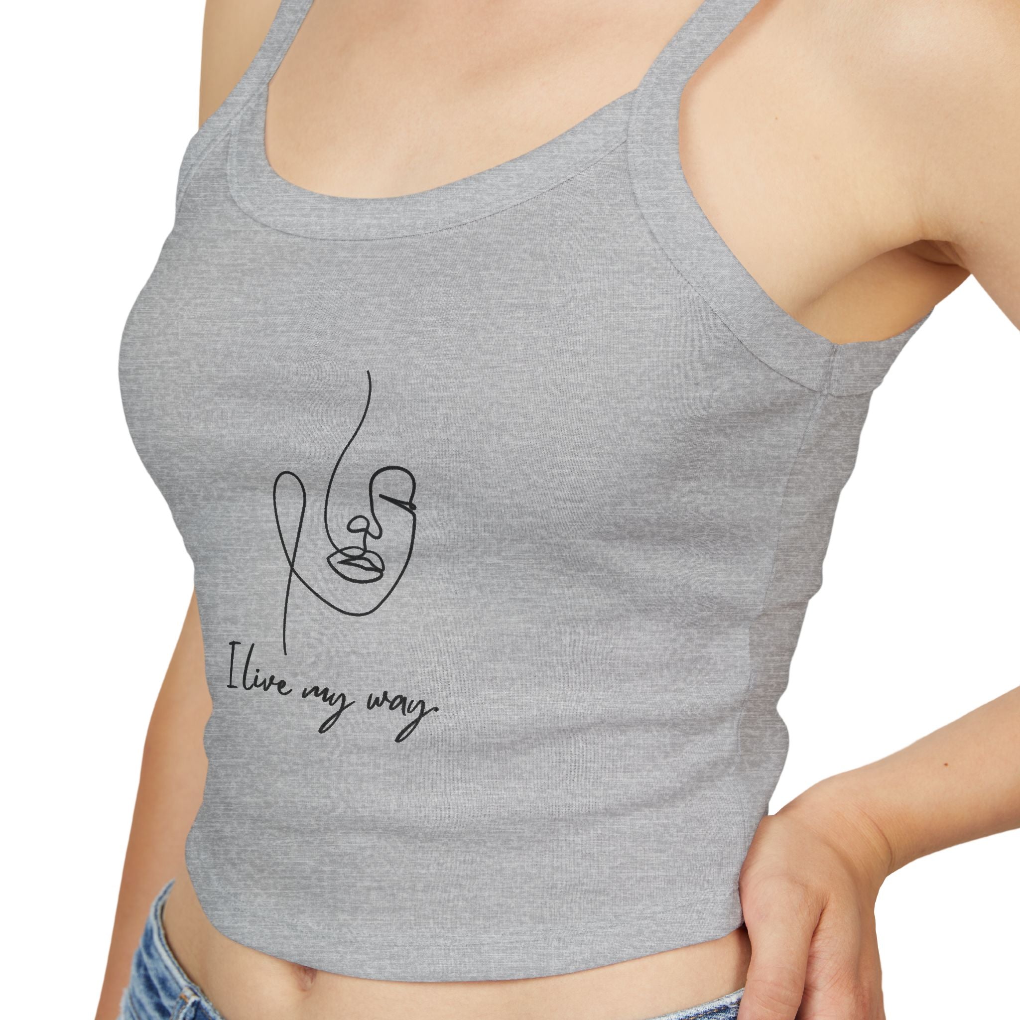 Women's Spaghetti Strap Tank Top, I Love My Way, Casual Summer Wear, Beach Outfit, Graphic Crop Top, Gift for Her