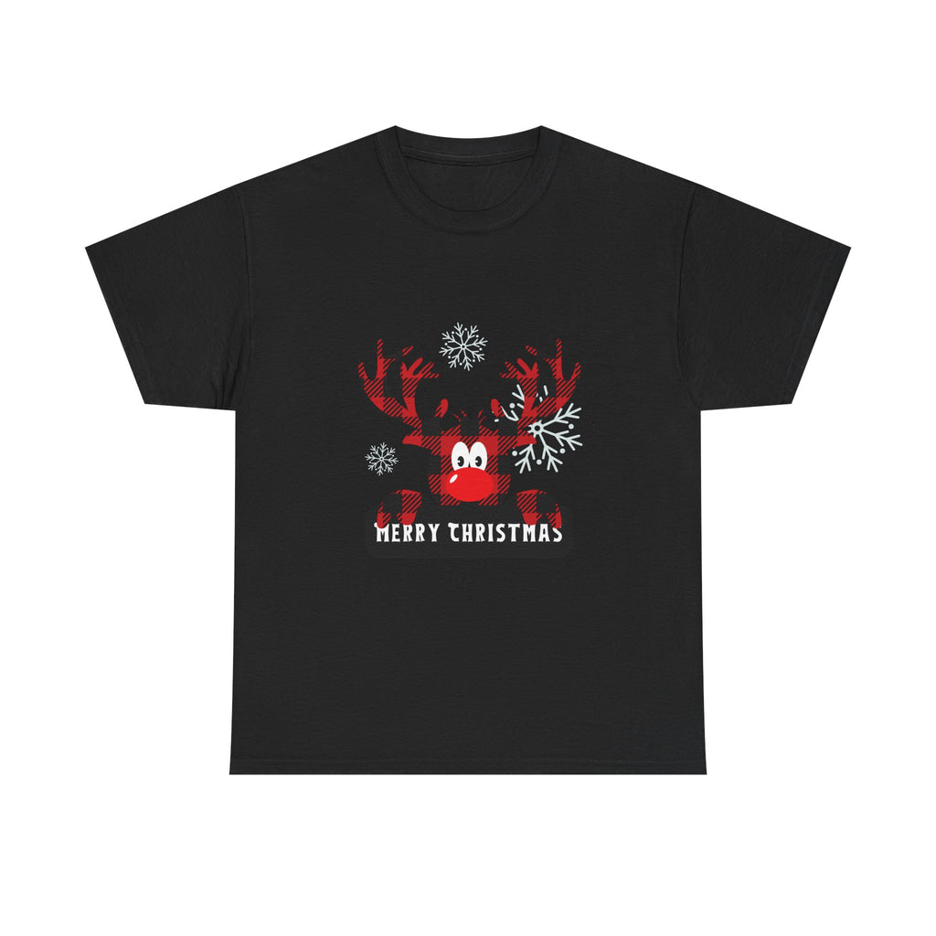 Christmas Reindeer T-Shirt — Cute Plaid Antler Design "Merry Christmas"