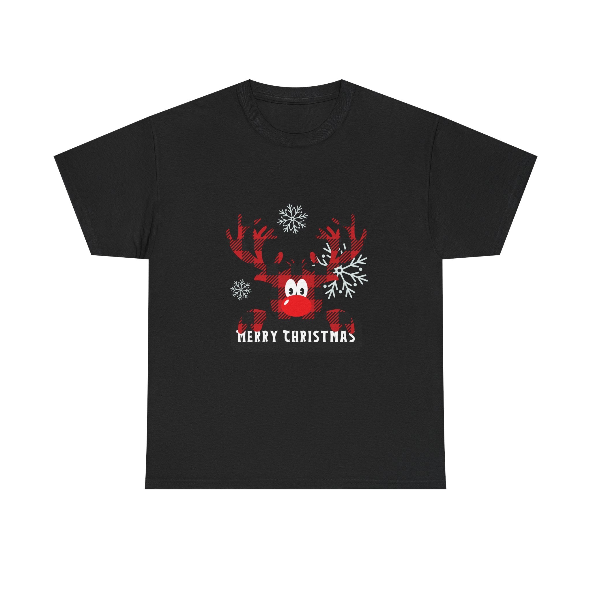 Christmas Reindeer T-Shirt — Cute Plaid Antler Design "Merry Christmas"