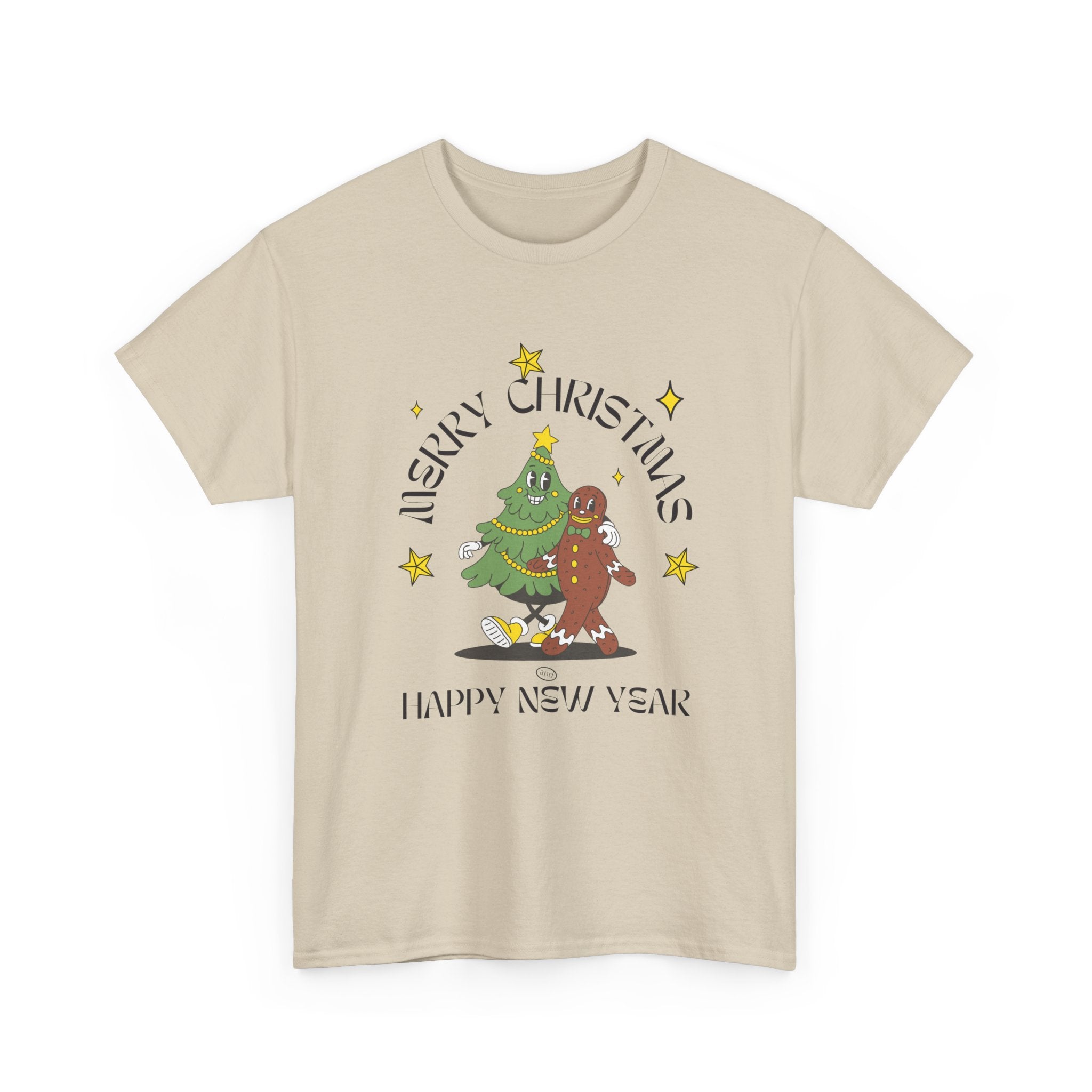 Christmas Gingerbread Tree Tee - "Merry Christmas, Happy New Year" Holiday Shirt