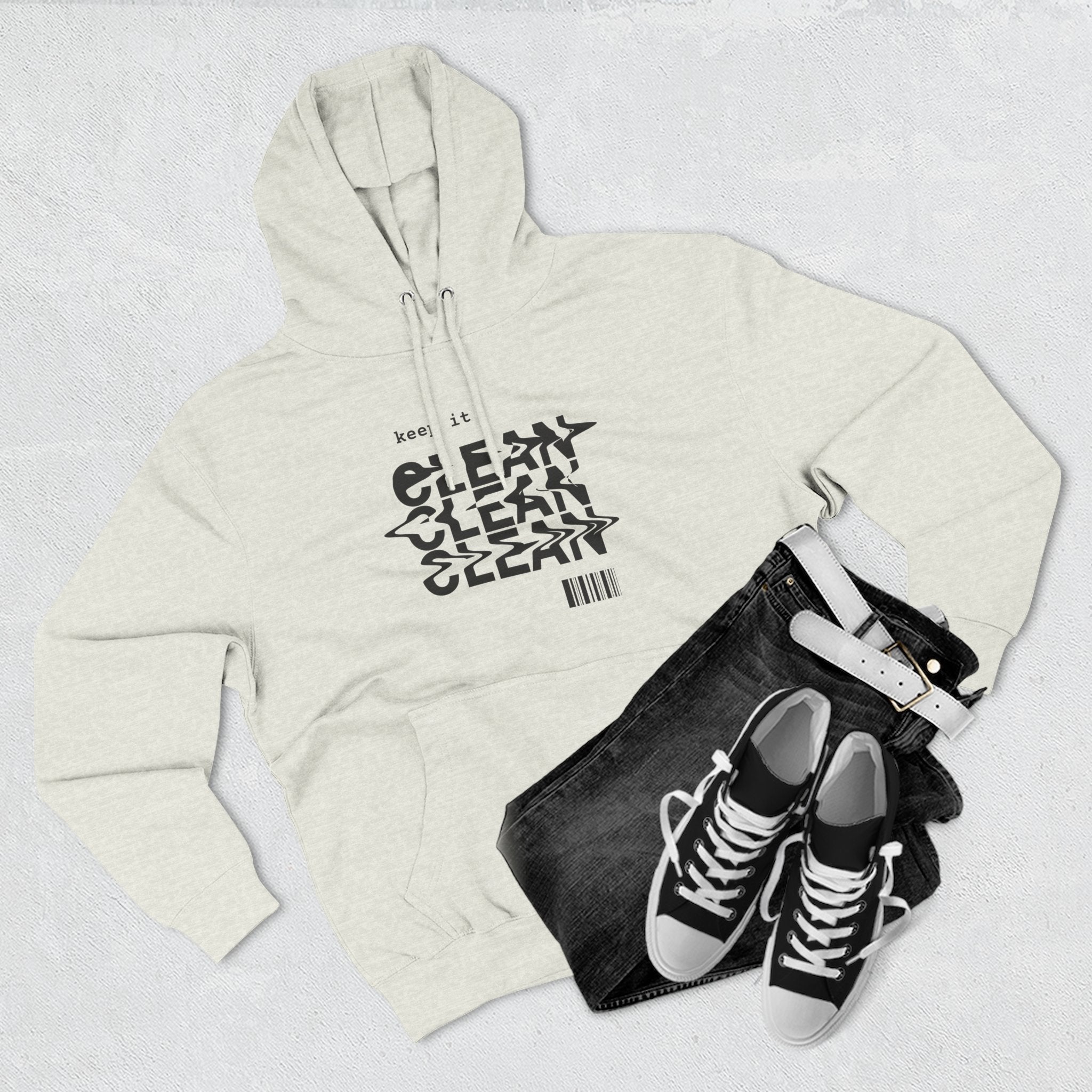 Stylish Fleece Hoodie with ‘Keep It Clean’ Design, Cozy Winter Apparel, Ideal for Casual Outfits, Gifts for Friends, Unique Streetwear