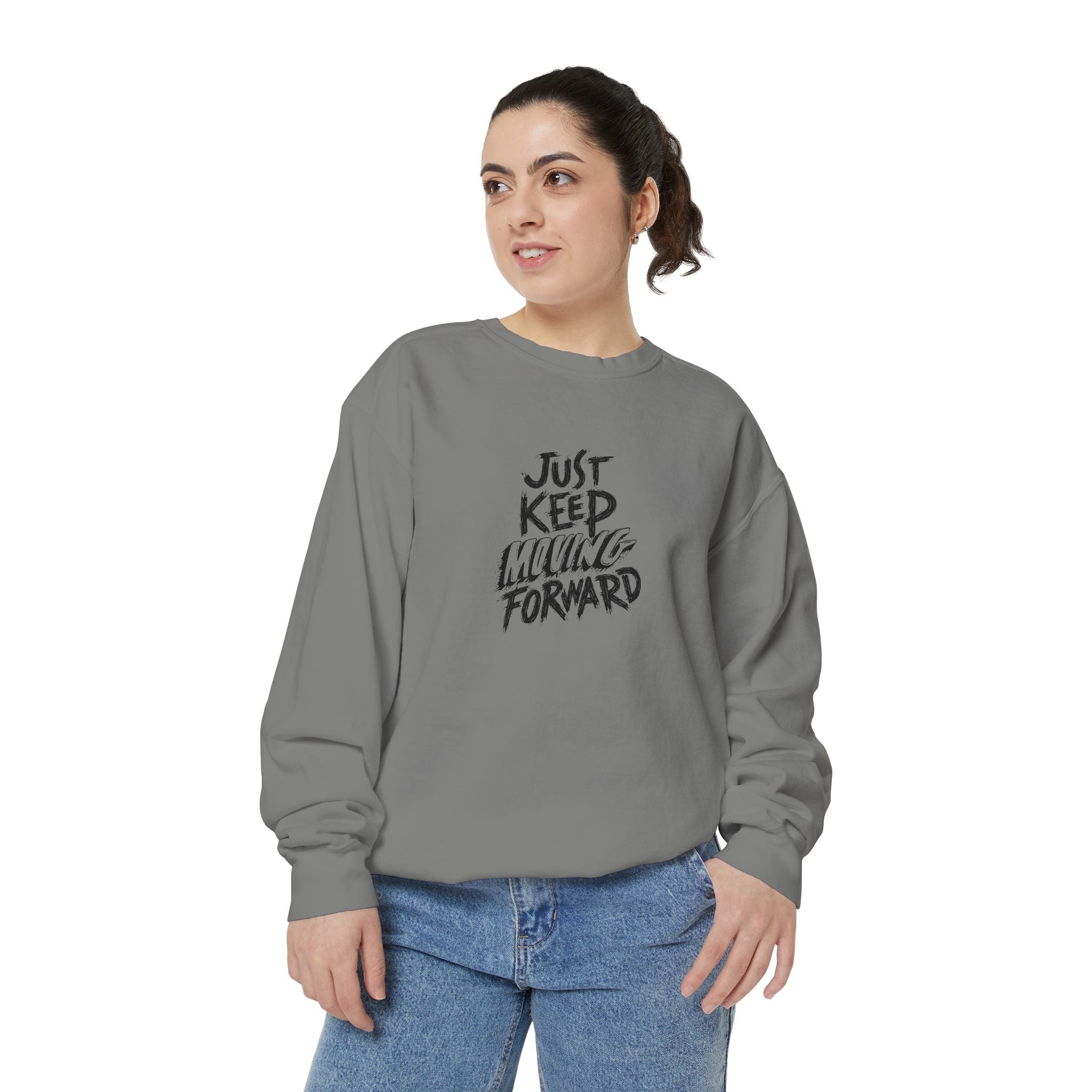 Motivational Sweatshirt - Just Keep Moving Forward, Unisex Garment-Dyed Crewneck, Cozy Gift, Inspirational Apparel, Perfect for Every [...]