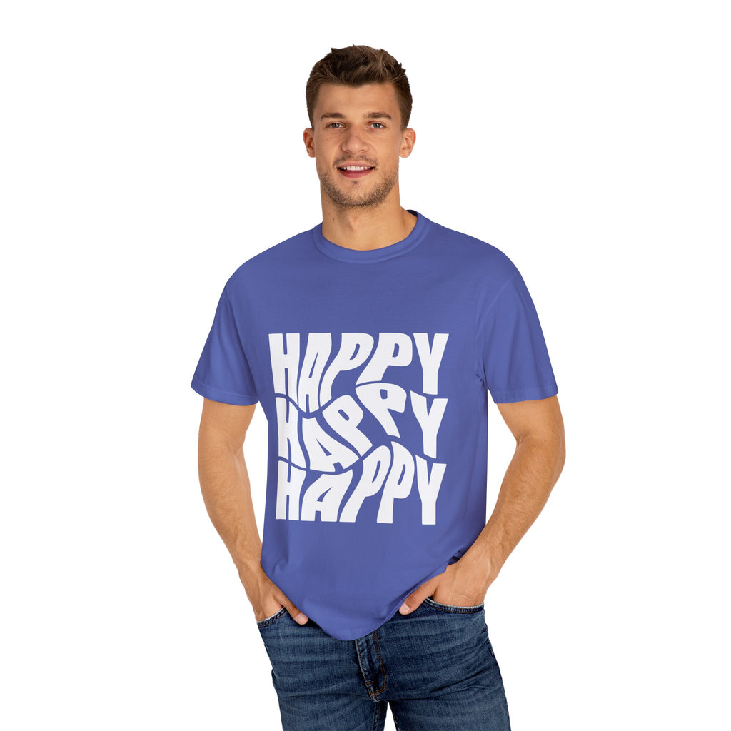 Happy Vibes Unisex Garment-Dyed T-shirt | Positive Affirmation Tee, Casual Wear, Gift for Friends, Summer Style, Comfort Apparel