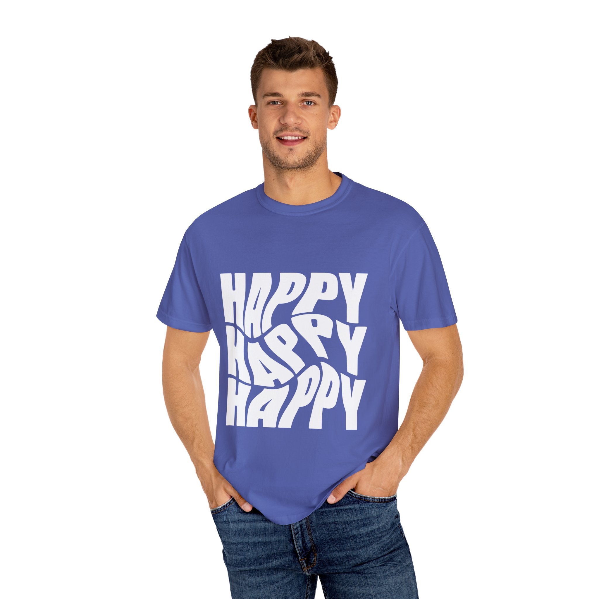 Happy Vibes Unisex Garment-Dyed T-shirt | Positive Affirmation Tee, Casual Wear, Gift for Friends, Summer Style, Comfort Apparel