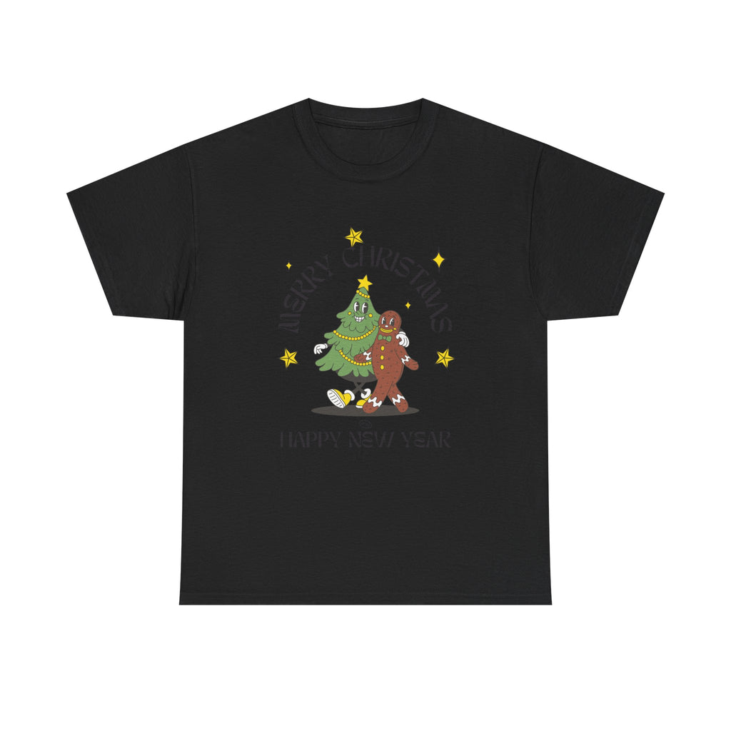 Christmas Gingerbread Tree Tee - "Merry Christmas, Happy New Year" Holiday Shirt
