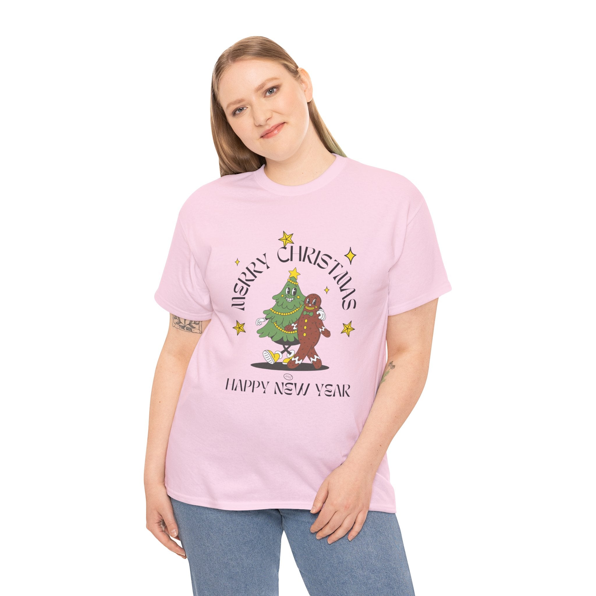 Christmas Gingerbread Tree Tee - "Merry Christmas, Happy New Year" Holiday Shirt