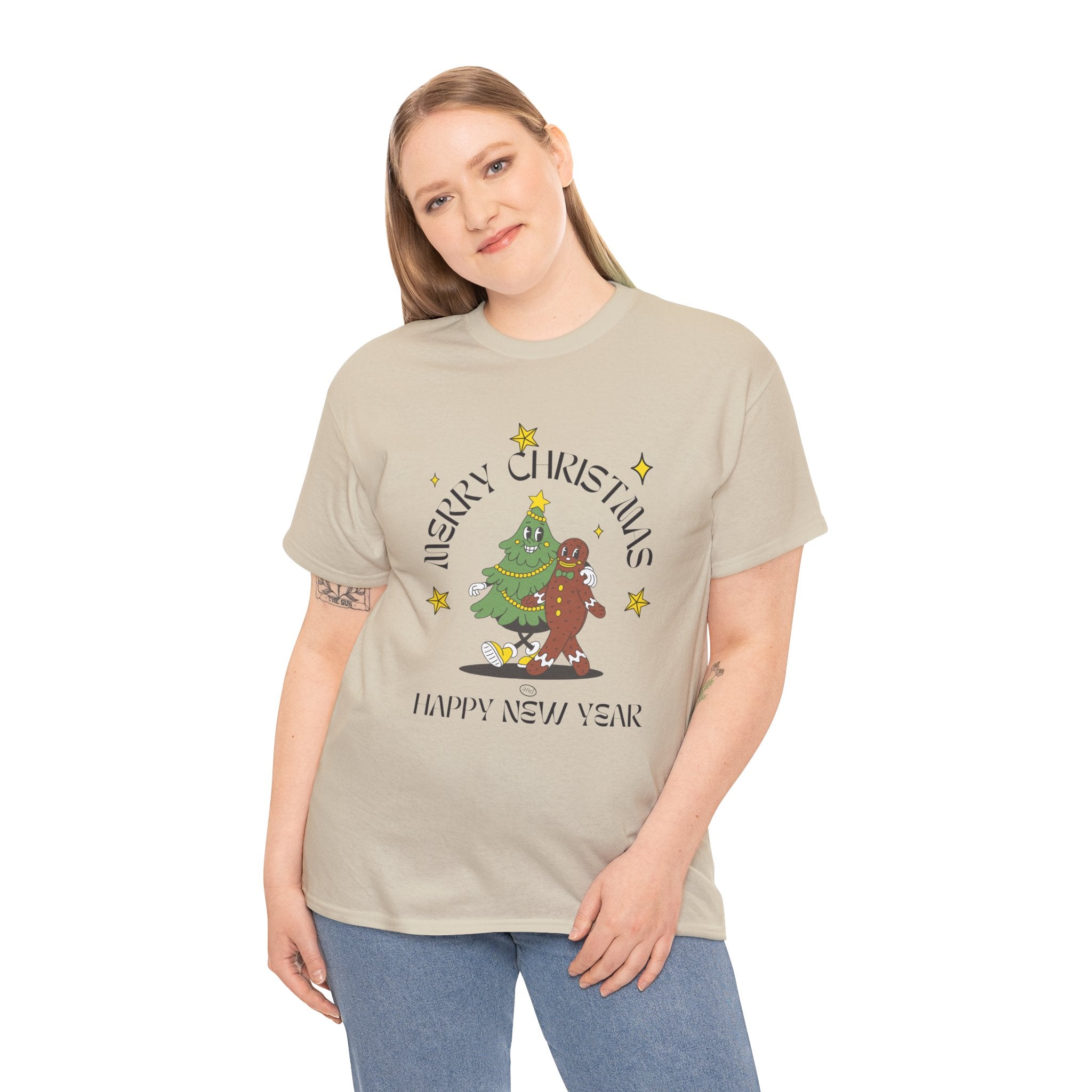 Christmas Gingerbread Tree Tee - "Merry Christmas, Happy New Year" Holiday Shirt
