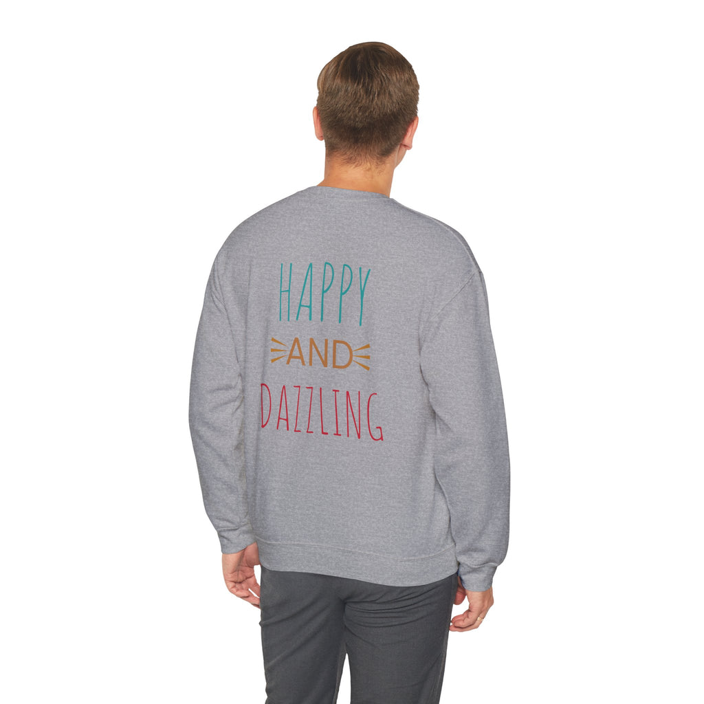Happy and Dazzling Unisex Heavy Blend™ Crewneck Sweatshirt, Cozy Gift, Casual Wear, Everyday Comfort, Perfect for Birthdays or Celebrations