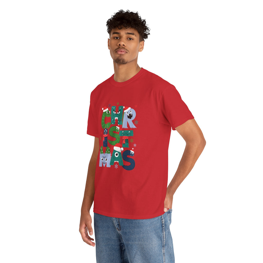 Christmas Graphic Tee — Cute Holiday "CHRISTMAS" Lettering T‑Shirt
