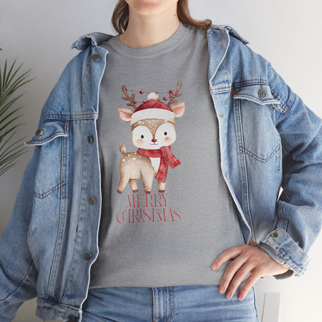 Kids' Cute Reindeer Christmas Tee – Merry Christmas Woodland Holiday Shirt
