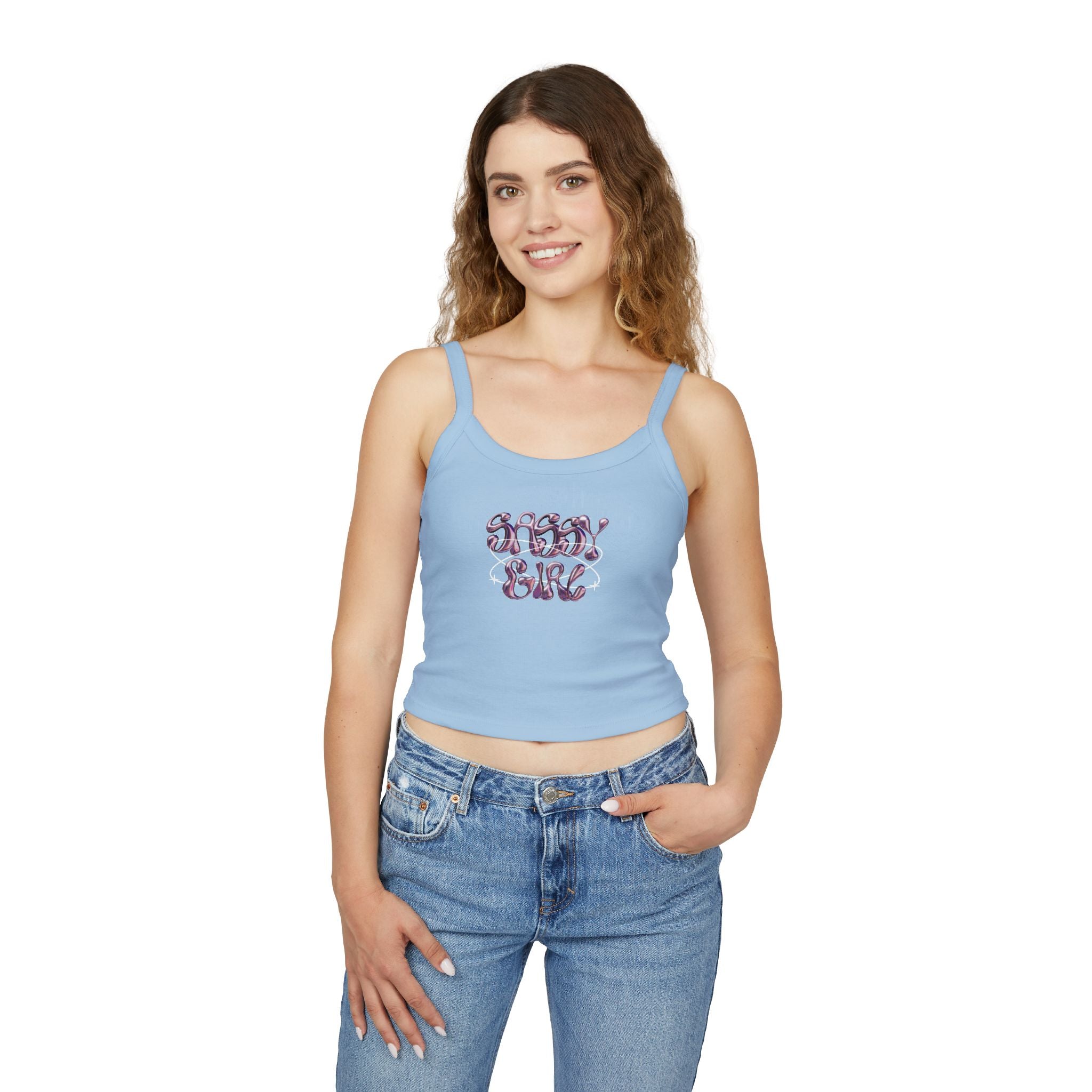 Sassy Girl Tank Top, Cute Summer Top, Gift for Her, Casual Wear Shirt, Trendy Spaghetti Strap Top, Summer Fashion Essential