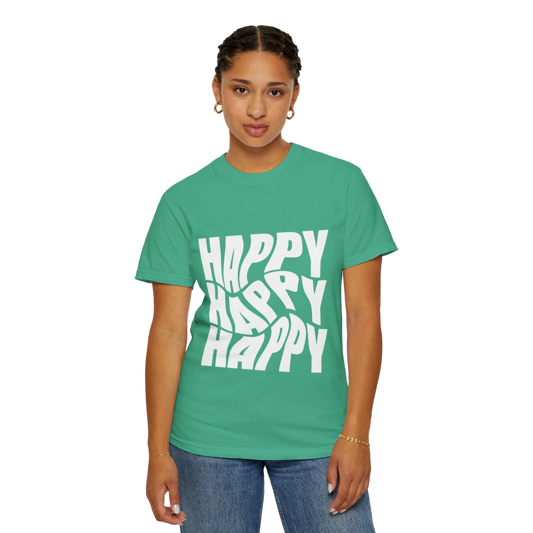 Happy Vibes Unisex Garment-Dyed T-shirt | Positive Affirmation Tee, Casual Wear, Gift for Friends, Summer Style, Comfort Apparel