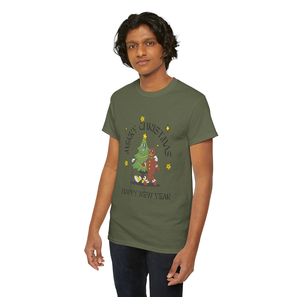 Christmas Gingerbread Tree Tee - "Merry Christmas, Happy New Year" Holiday Shirt