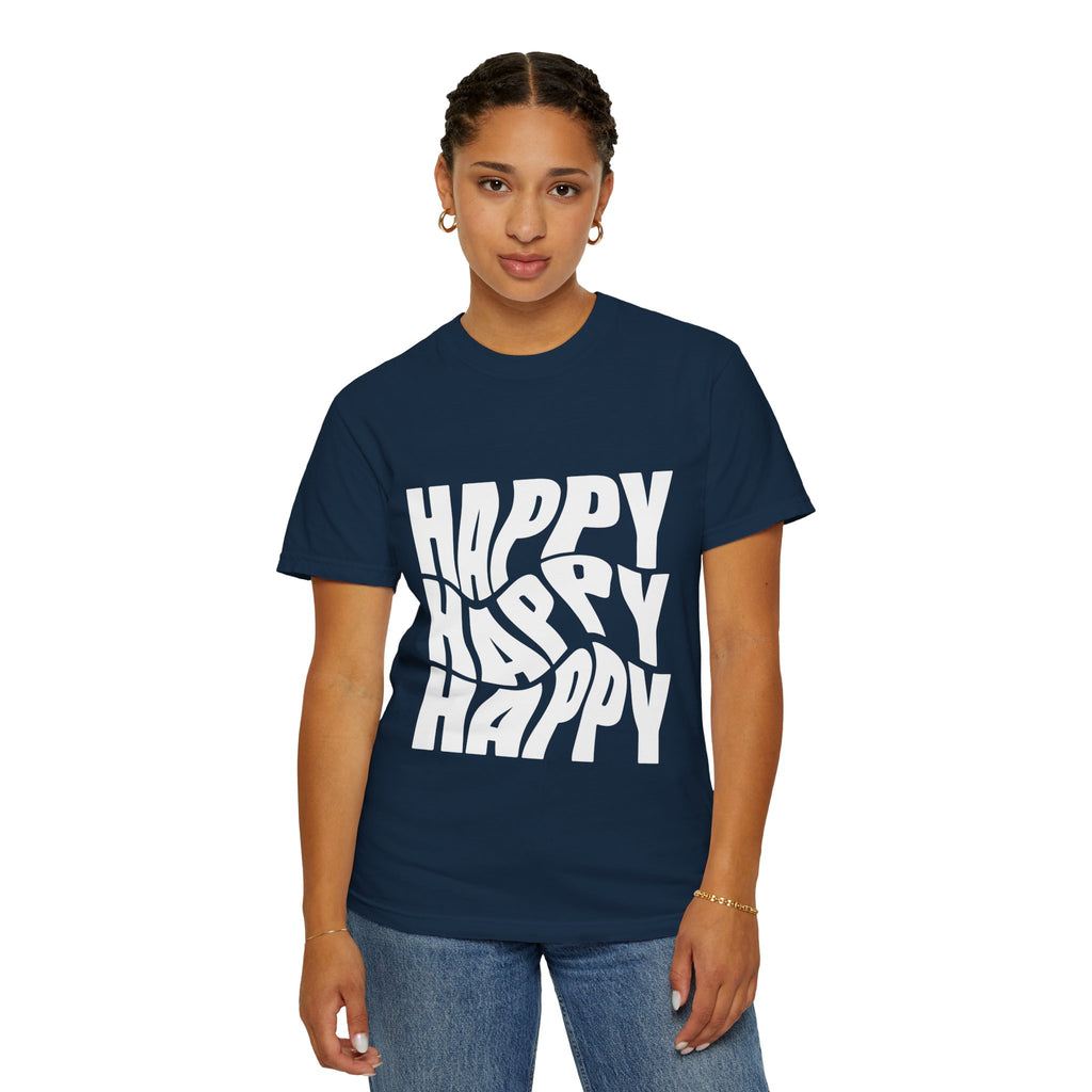 Happy Vibes Unisex Garment-Dyed T-shirt | Positive Affirmation Tee, Casual Wear, Gift for Friends, Summer Style, Comfort Apparel