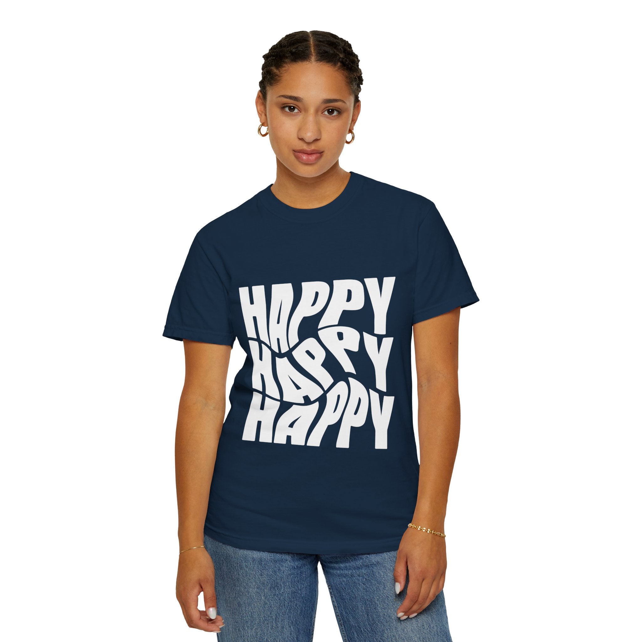 Happy Vibes Unisex Garment-Dyed T-shirt | Positive Affirmation Tee, Casual Wear, Gift for Friends, Summer Style, Comfort Apparel