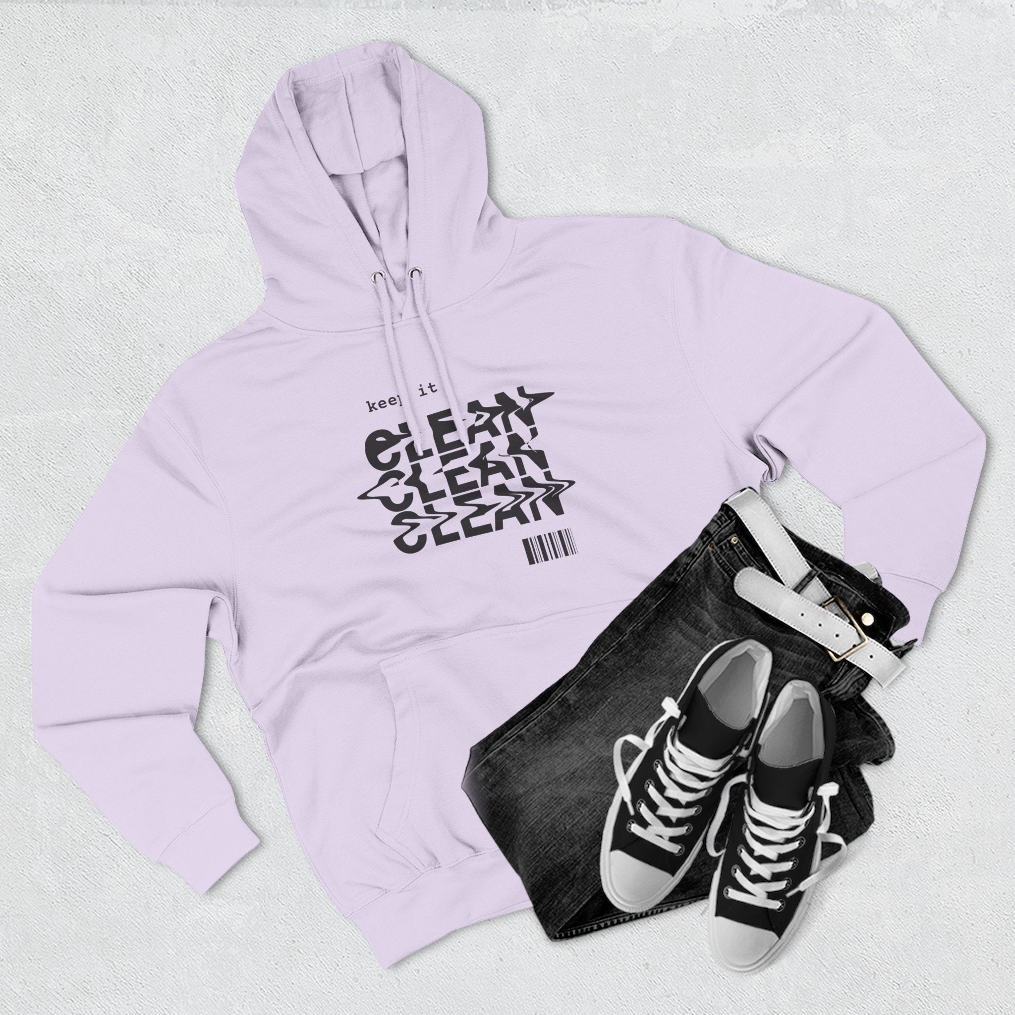 Stylish Fleece Hoodie with ‘Keep It Clean’ Design, Cozy Winter Apparel, Ideal for Casual Outfits, Gifts for Friends, Unique Streetwear