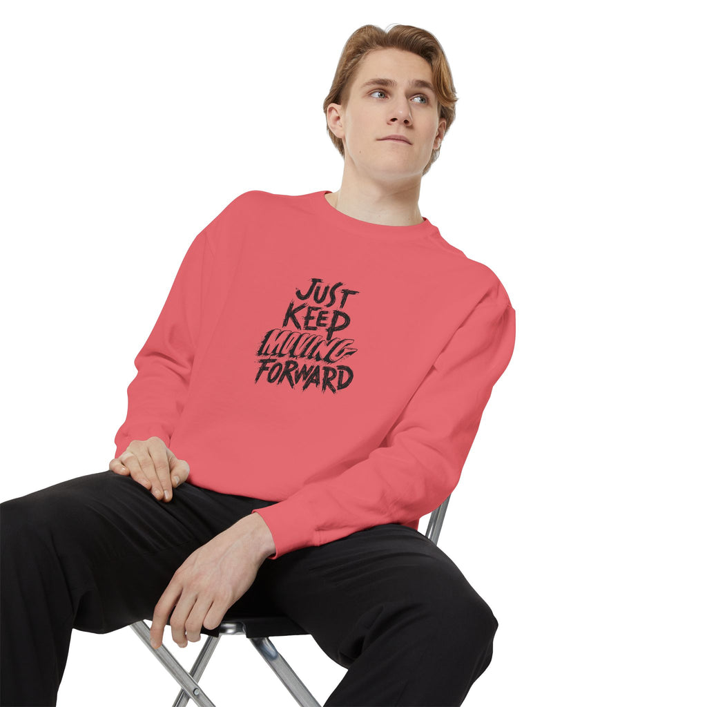 Motivational Sweatshirt - Just Keep Moving Forward, Unisex Garment-Dyed Crewneck, Cozy Gift, Inspirational Apparel, Perfect for Every [...]