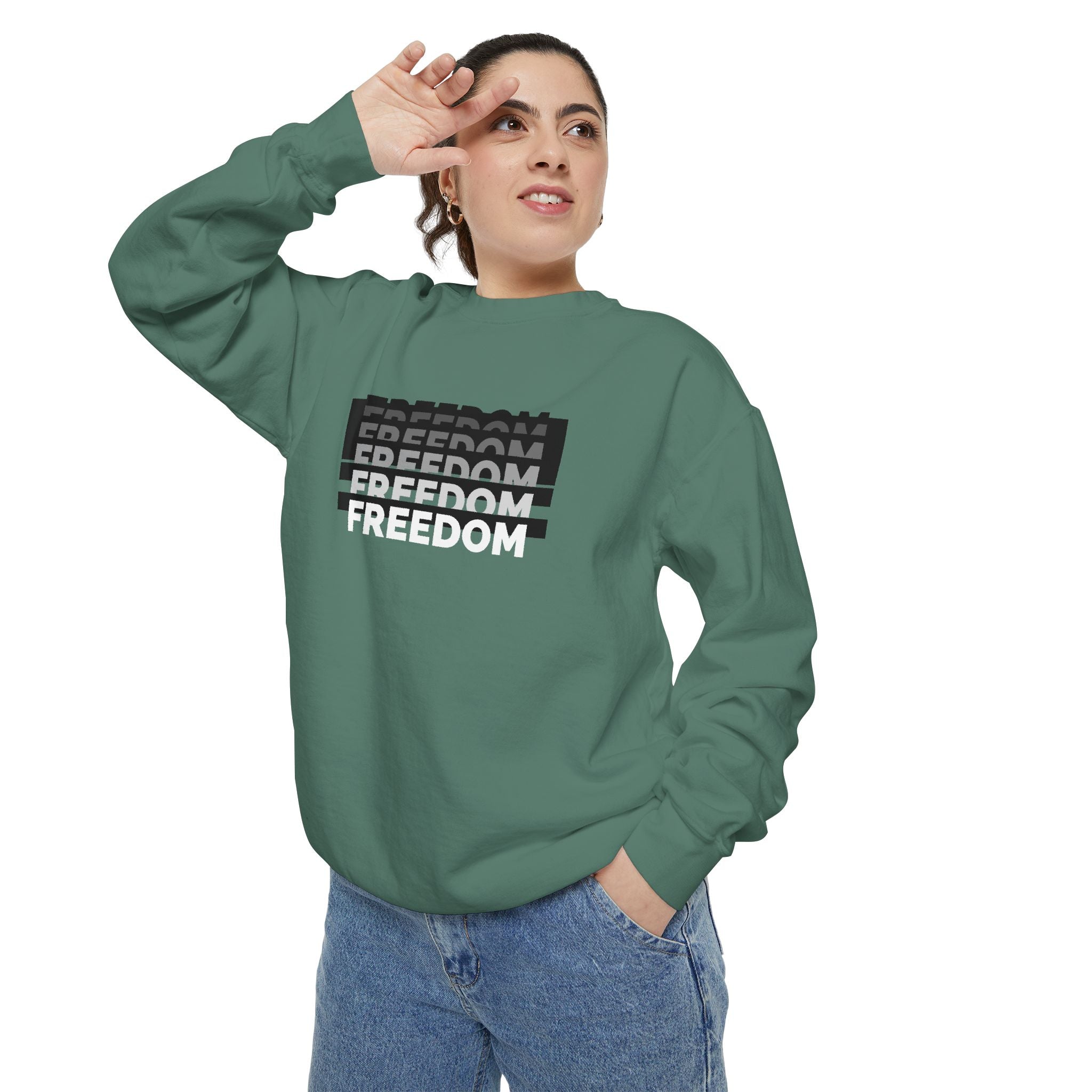 Freedom Unisex Garment-Dyed Sweatshirt - Cozy Casual Wear, Gift for Him/Her, Perfect for Relaxation, Street Style, Everyday Comfort