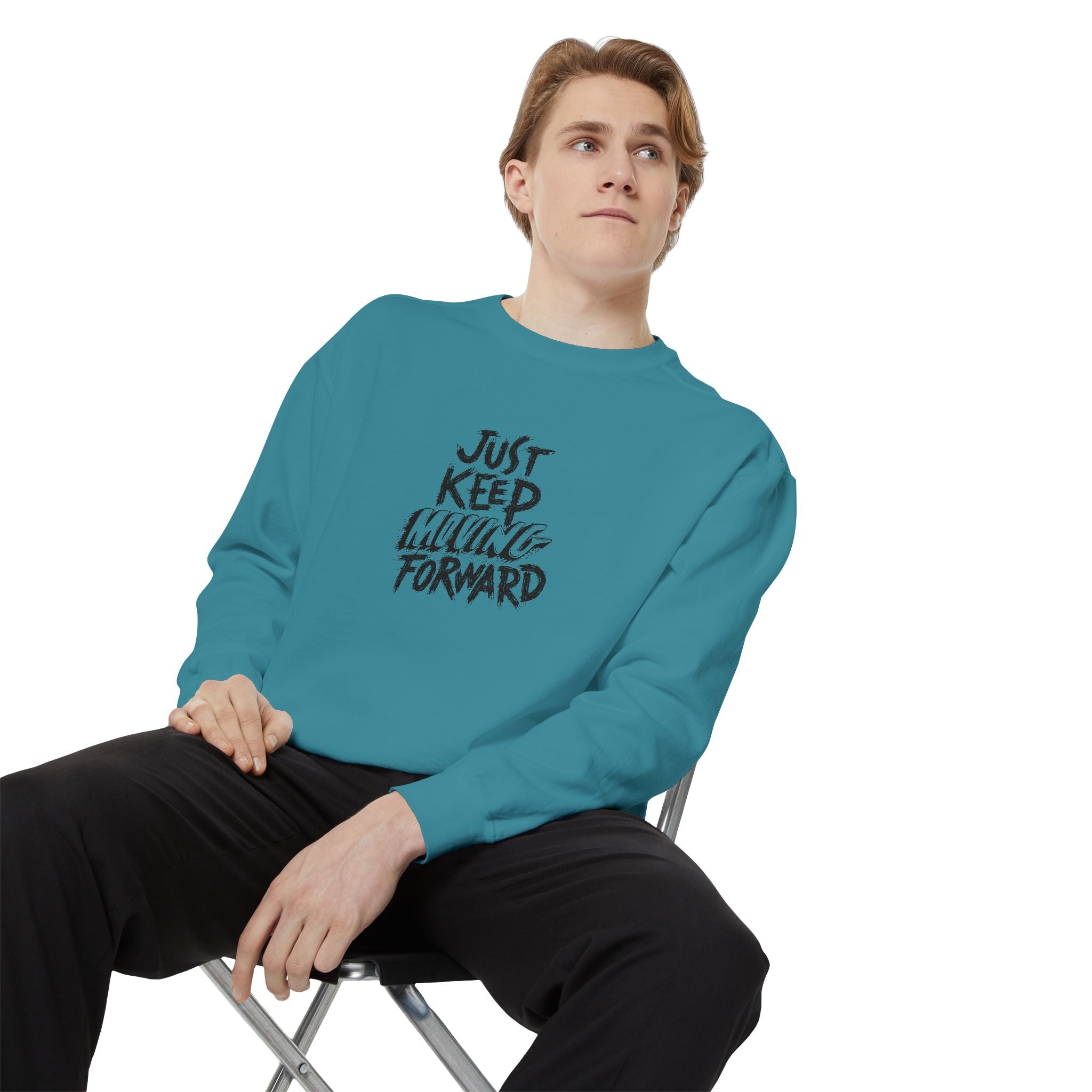 Motivational Sweatshirt - Just Keep Moving Forward, Unisex Garment-Dyed Crewneck, Cozy Gift, Inspirational Apparel, Perfect for Every [...]