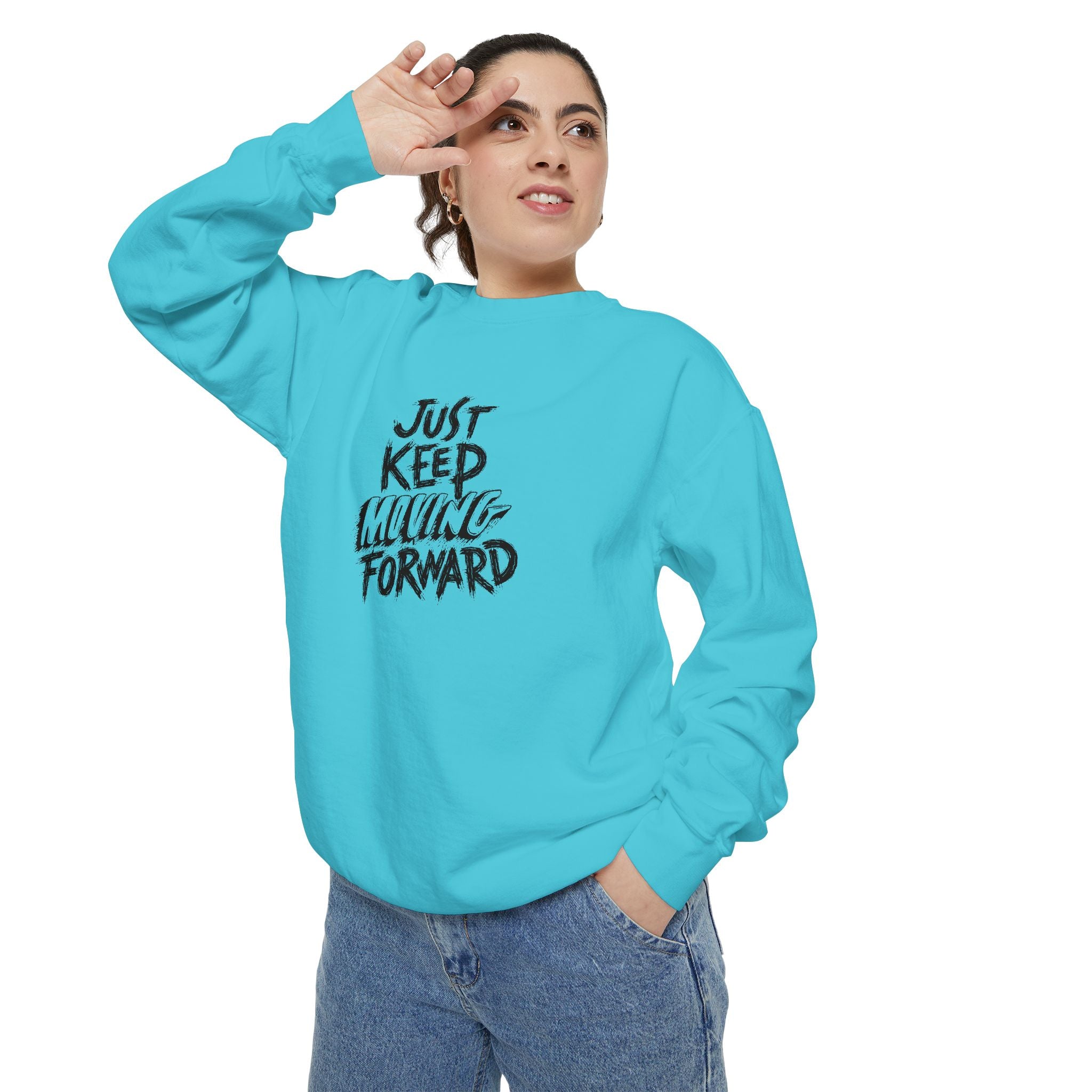 Motivational Sweatshirt - Just Keep Moving Forward, Unisex Garment-Dyed Crewneck, Cozy Gift, Inspirational Apparel, Perfect for Every [...]