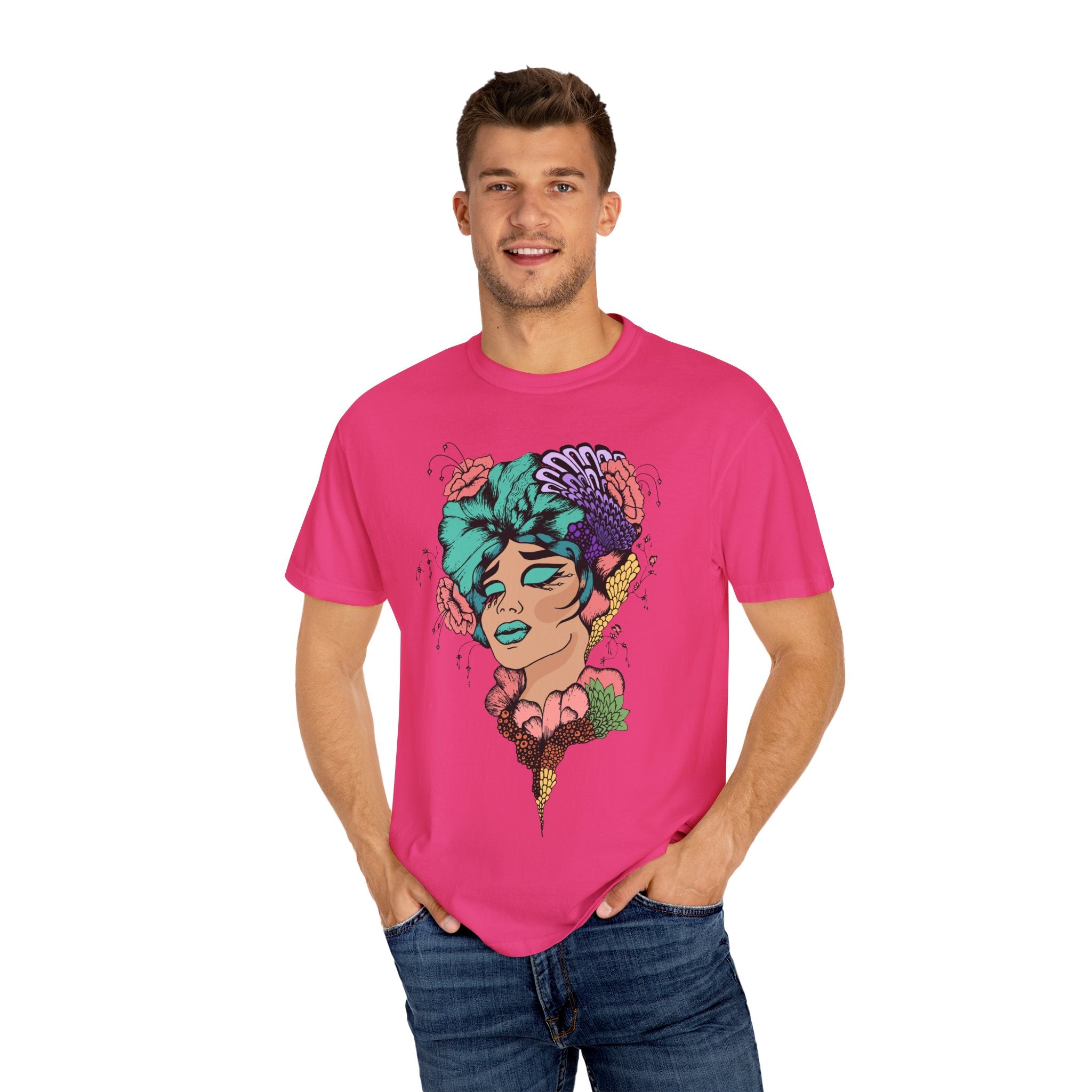 Floral Fantasy T-Shirt | Artistic Graphic Tee for Nature Lovers, Unique Gift, Casual Wear, Eco-Friendly Fashion