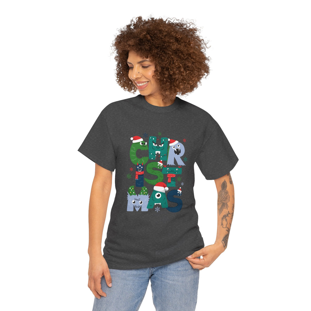 Christmas Graphic Tee — Cute Holiday "CHRISTMAS" Lettering T‑Shirt