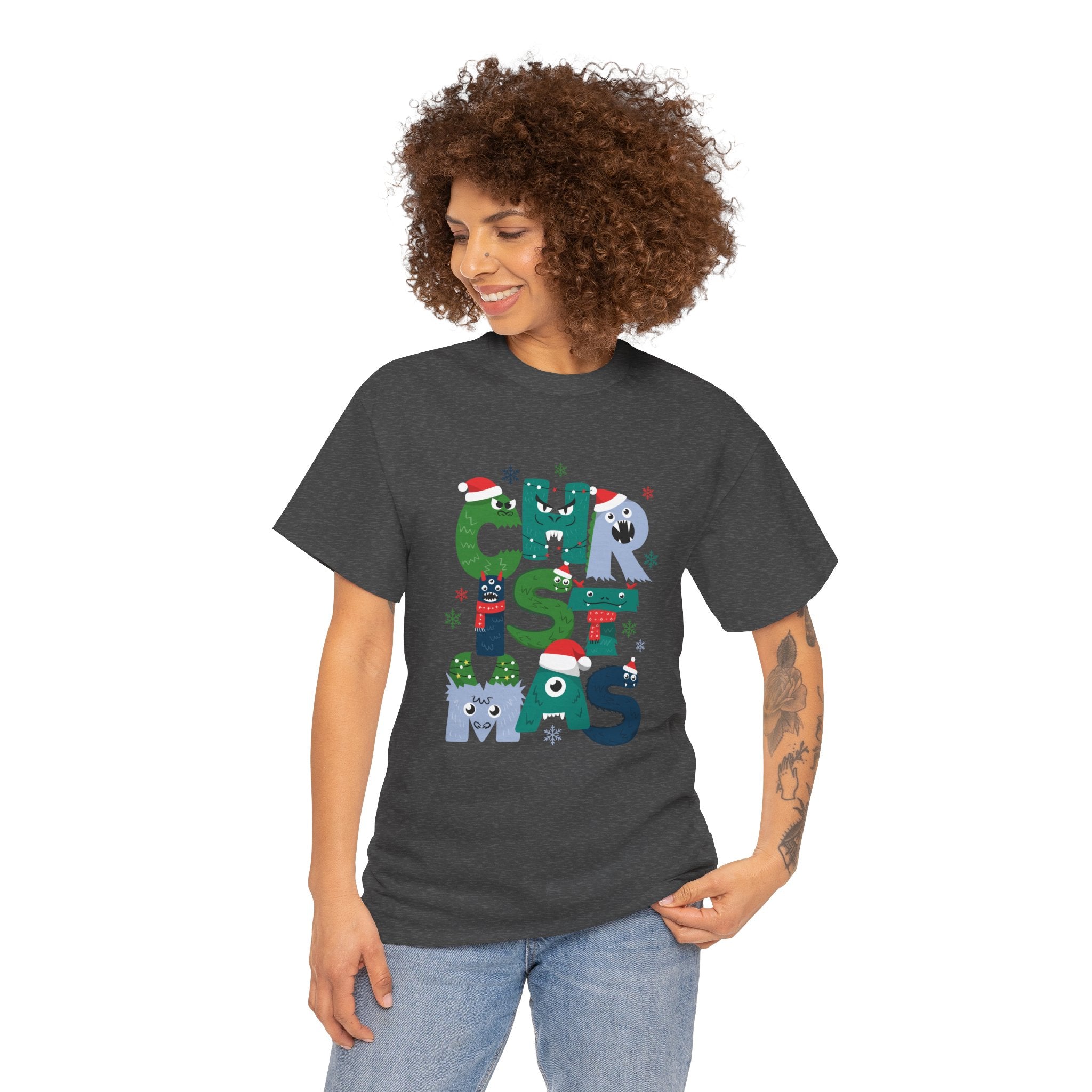Christmas Graphic Tee — Cute Holiday "CHRISTMAS" Lettering T‑Shirt