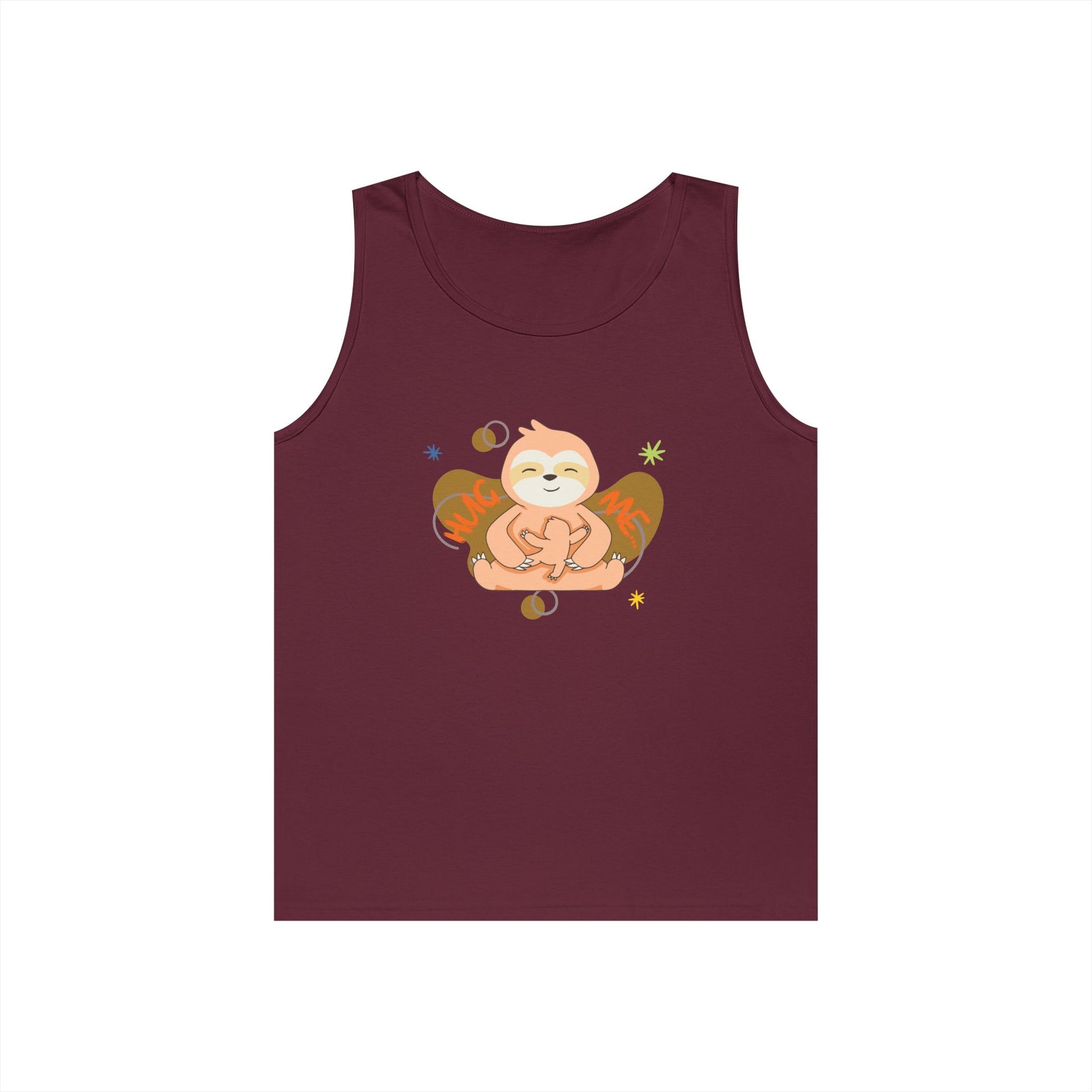Cute 'Hug Me' Sloth Tank Top, Unisex Summer Tee, Funny Gift for Friends, Casual Wear, Sloth Lovers Apparel