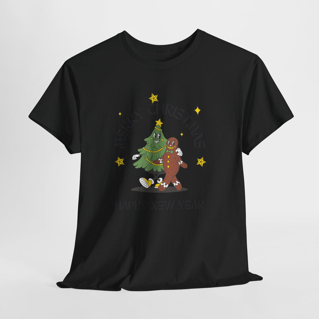 Christmas Gingerbread Tree Tee - "Merry Christmas, Happy New Year" Holiday Shirt