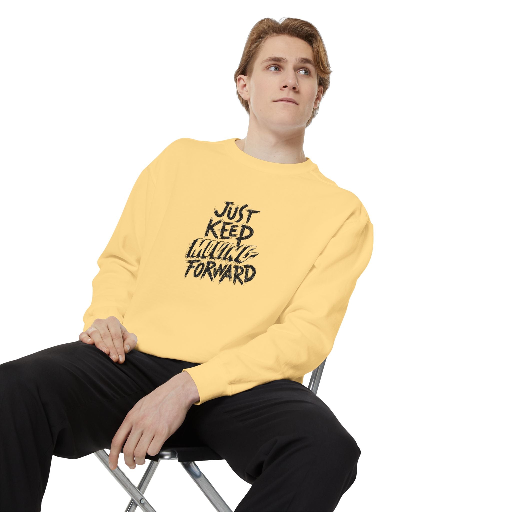 Motivational Sweatshirt - Just Keep Moving Forward, Unisex Garment-Dyed Crewneck, Cozy Gift, Inspirational Apparel, Perfect for Every [...]