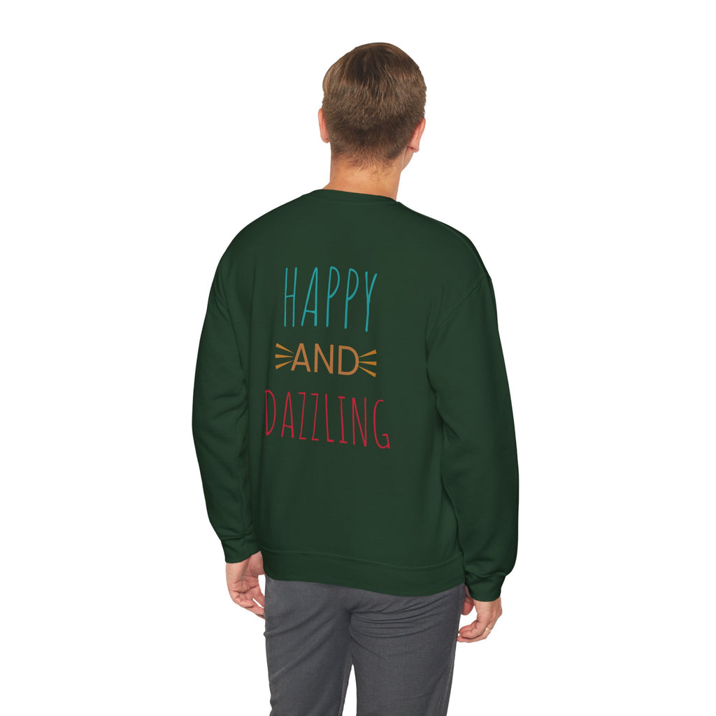 Happy and Dazzling Unisex Heavy Blend™ Crewneck Sweatshirt, Cozy Gift, Casual Wear, Everyday Comfort, Perfect for Birthdays or Celebrations