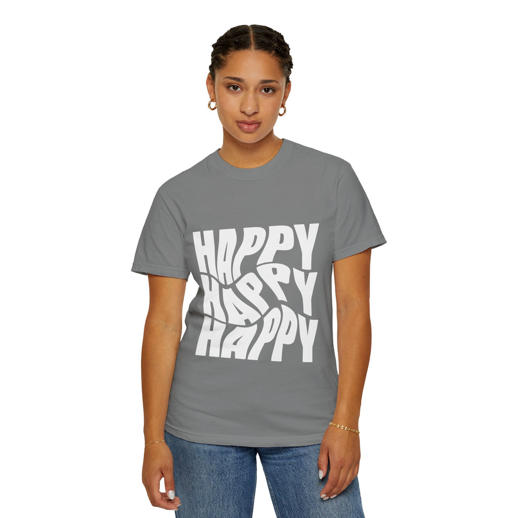 Happy Vibes Unisex Garment-Dyed T-shirt | Positive Affirmation Tee, Casual Wear, Gift for Friends, Summer Style, Comfort Apparel