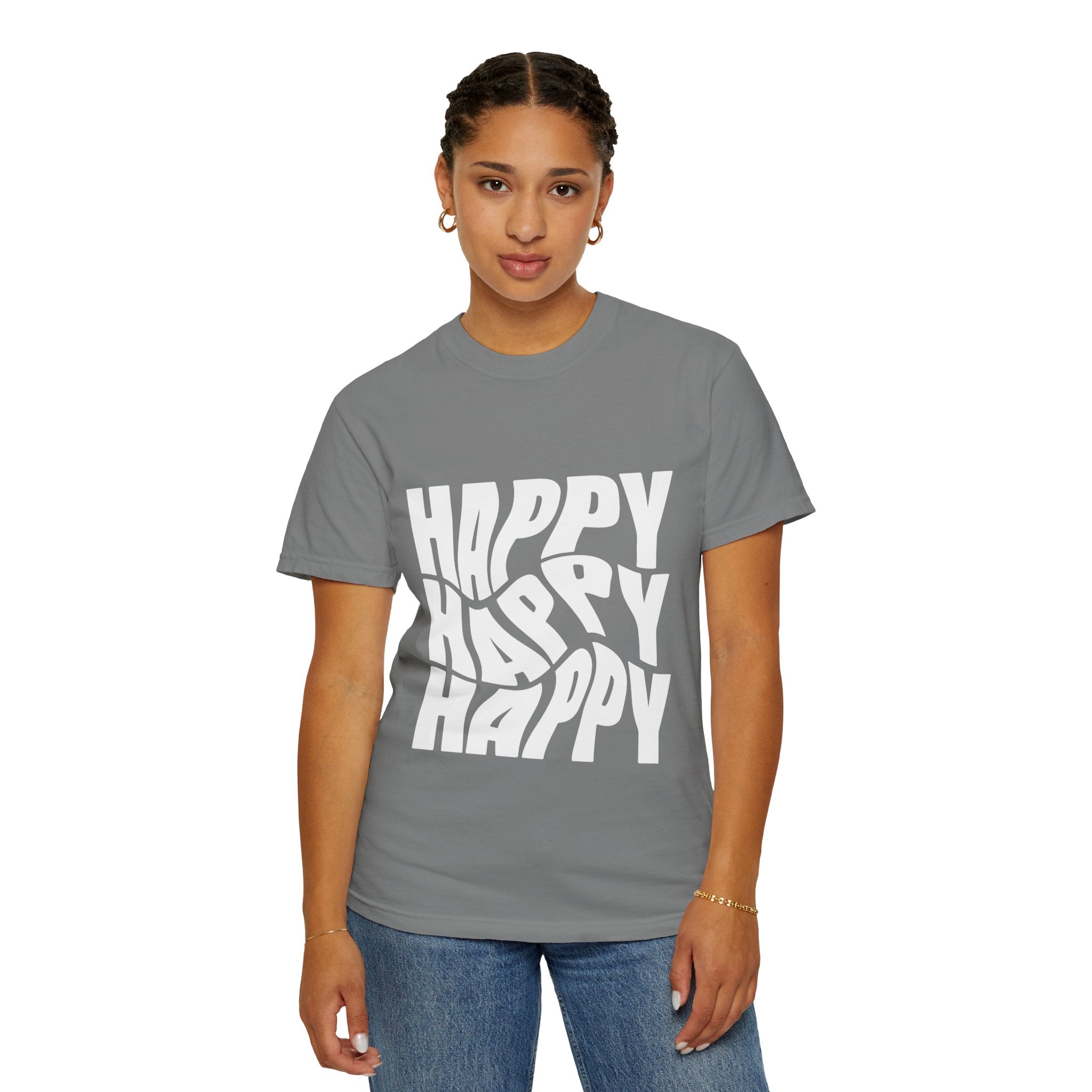 Happy Vibes Unisex Garment-Dyed T-shirt | Positive Affirmation Tee, Casual Wear, Gift for Friends, Summer Style, Comfort Apparel