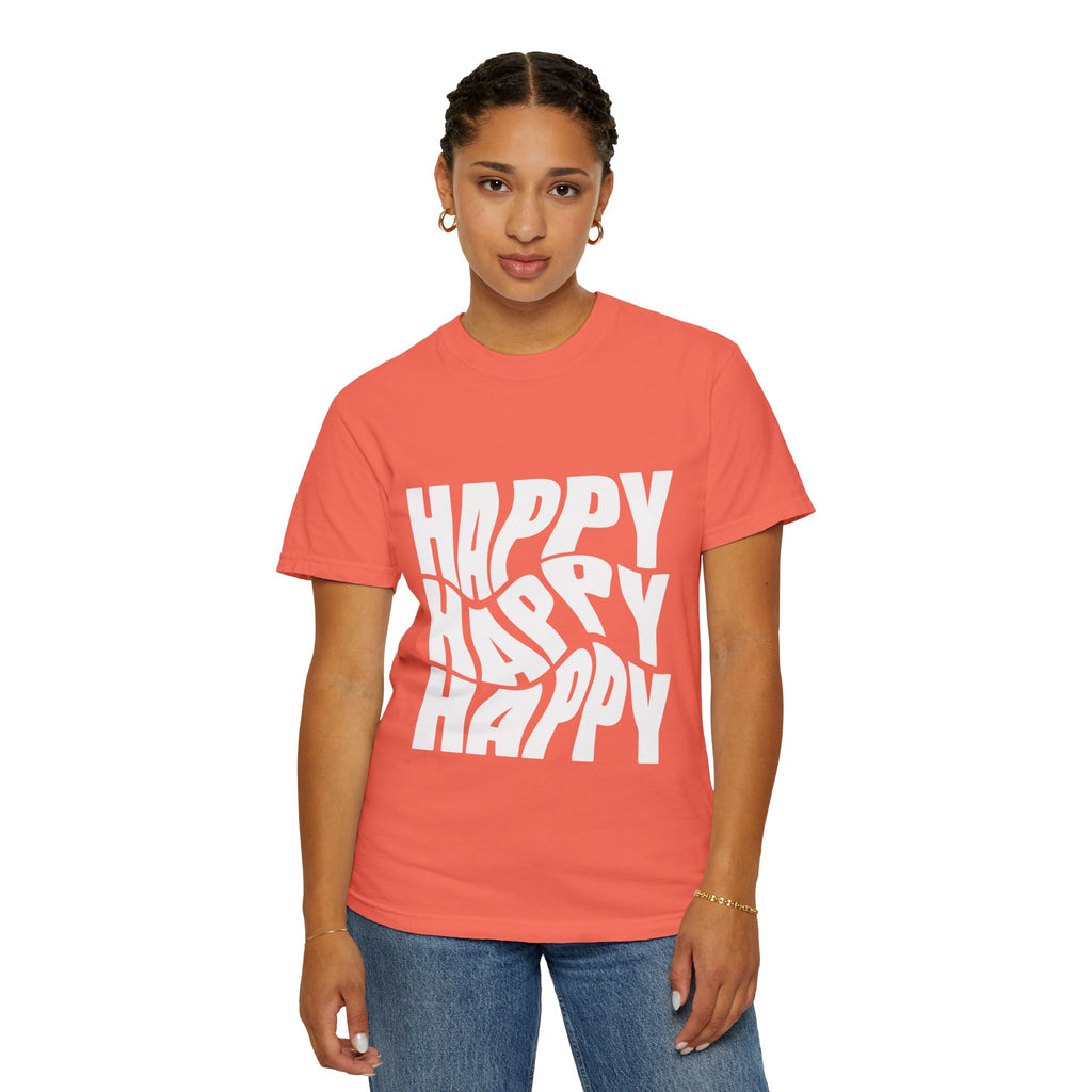Happy Vibes Unisex Garment-Dyed T-shirt | Positive Affirmation Tee, Casual Wear, Gift for Friends, Summer Style, Comfort Apparel