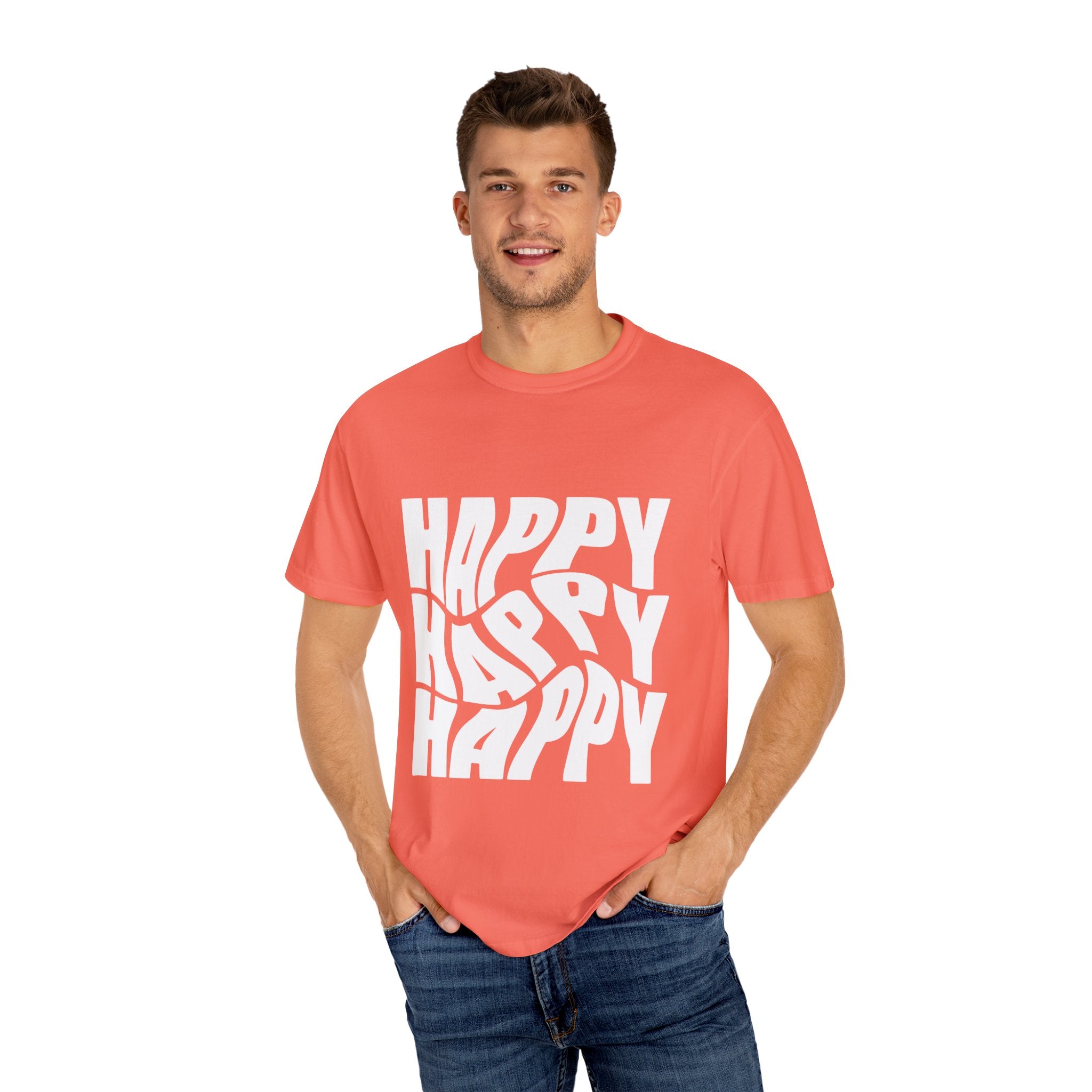 Happy Vibes Unisex Garment-Dyed T-shirt | Positive Affirmation Tee, Casual Wear, Gift for Friends, Summer Style, Comfort Apparel