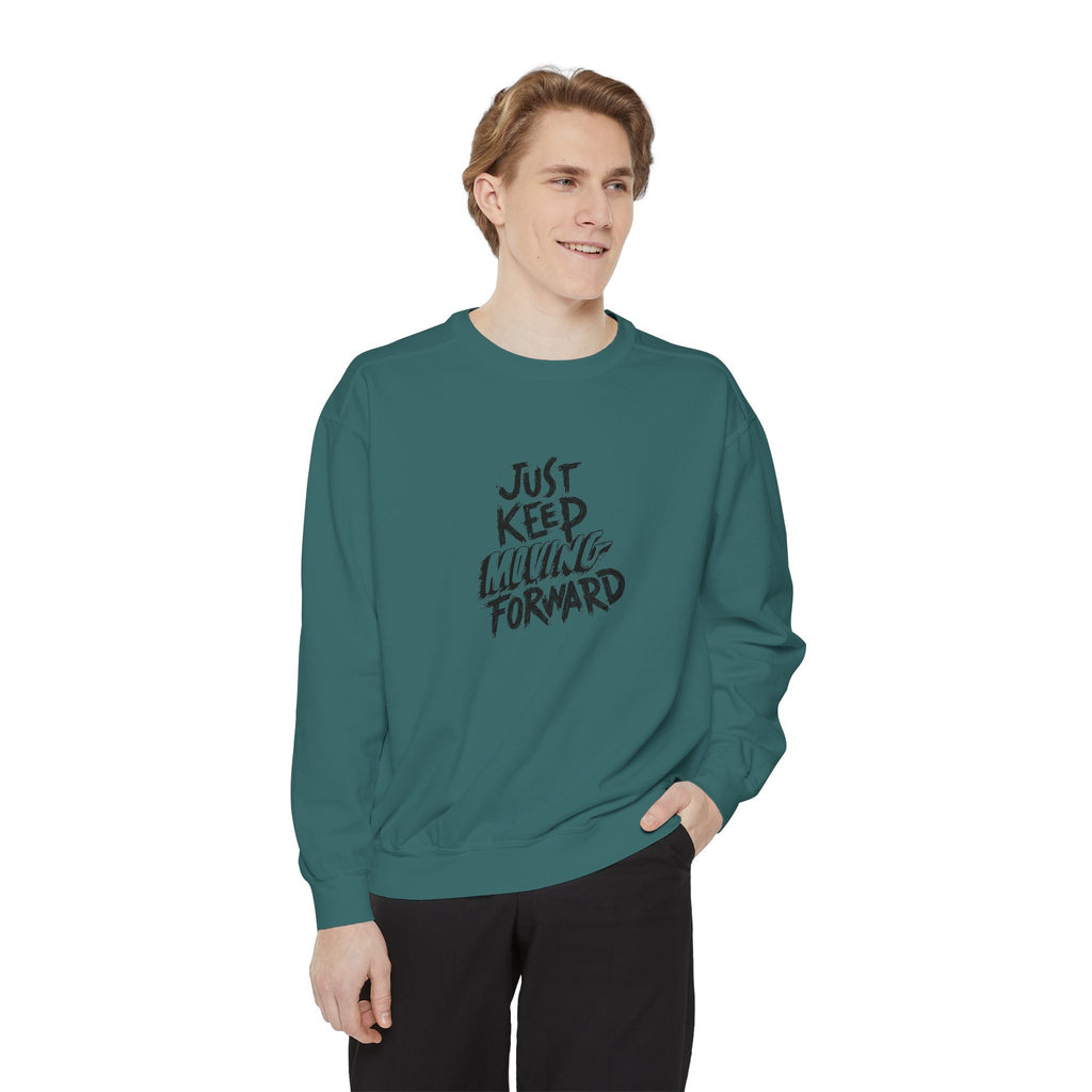 Motivational Sweatshirt - Just Keep Moving Forward, Unisex Garment-Dyed Crewneck, Cozy Gift, Inspirational Apparel, Perfect for Every [...]