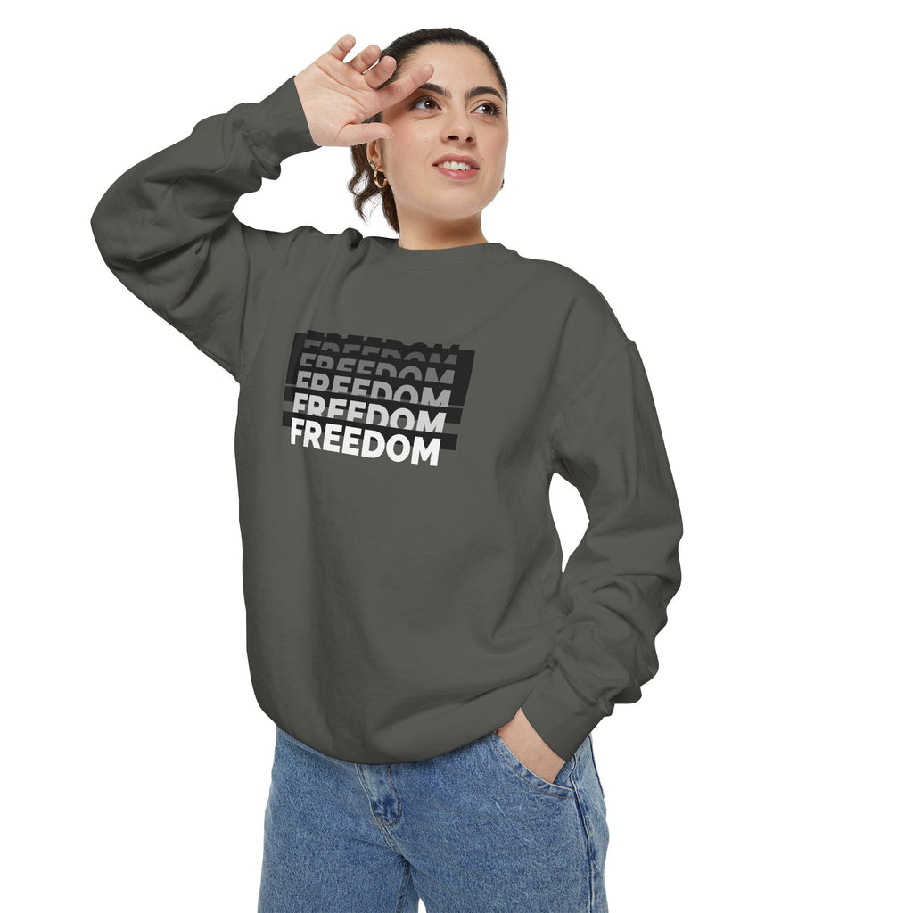 Freedom Unisex Garment-Dyed Sweatshirt - Cozy Casual Wear, Gift for Him/Her, Perfect for Relaxation, Street Style, Everyday Comfort