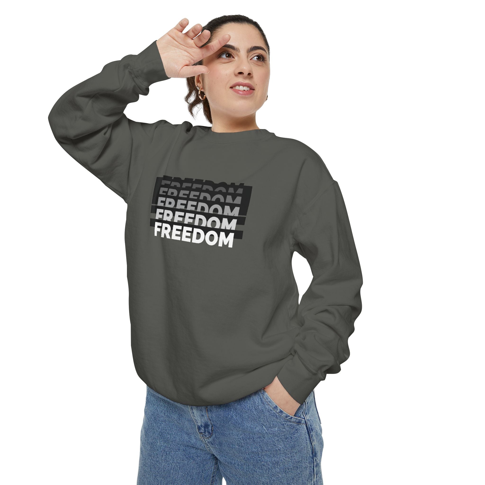 Freedom Unisex Garment-Dyed Sweatshirt - Cozy Casual Wear, Gift for Him/Her, Perfect for Relaxation, Street Style, Everyday Comfort