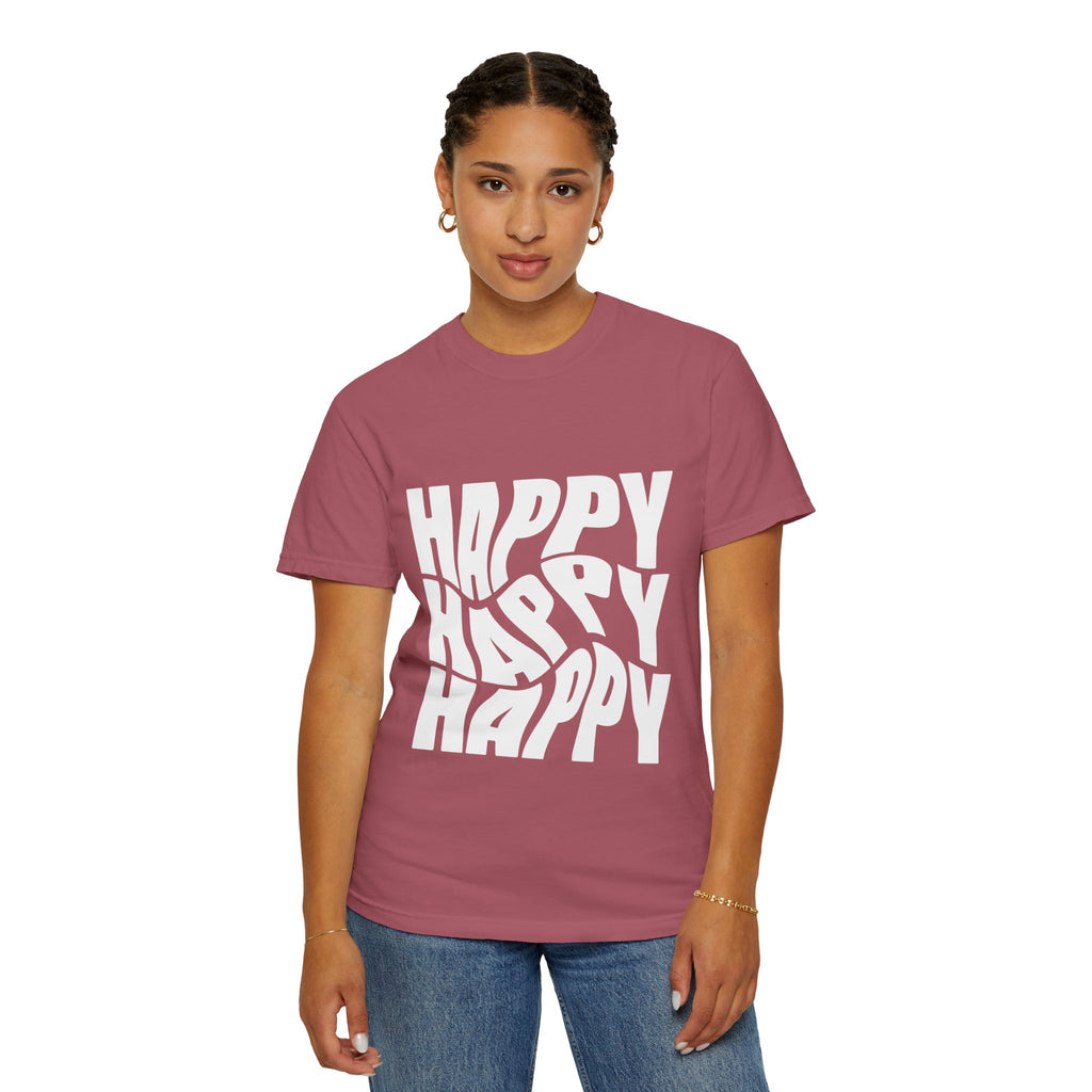 Happy Vibes Unisex Garment-Dyed T-shirt | Positive Affirmation Tee, Casual Wear, Gift for Friends, Summer Style, Comfort Apparel