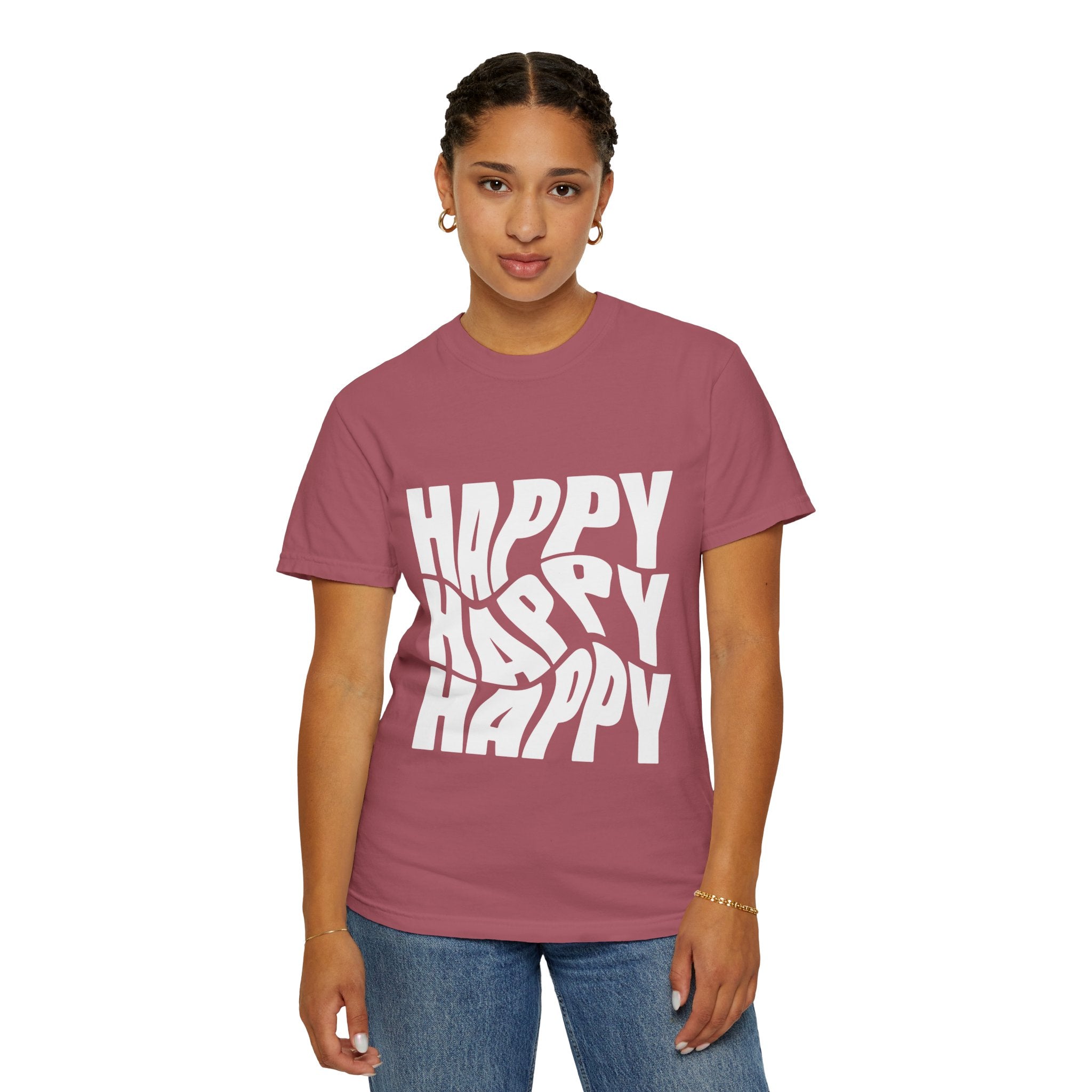 Happy Vibes Unisex Garment-Dyed T-shirt | Positive Affirmation Tee, Casual Wear, Gift for Friends, Summer Style, Comfort Apparel