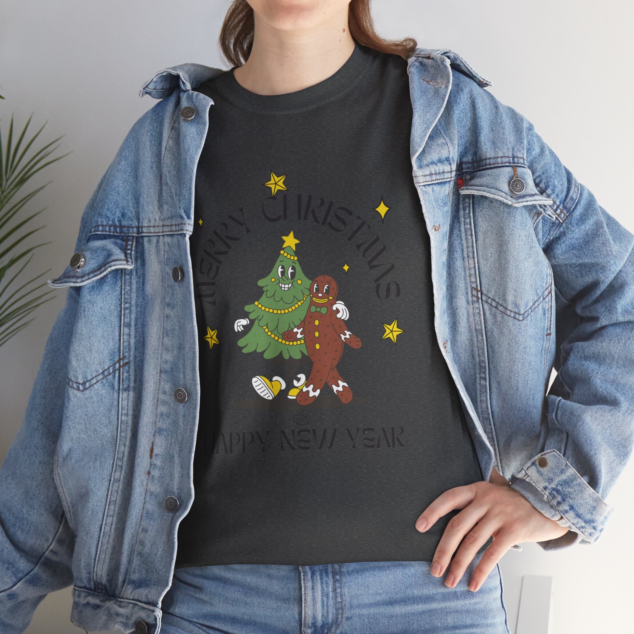 Christmas Gingerbread Tree Tee - "Merry Christmas, Happy New Year" Holiday Shirt
