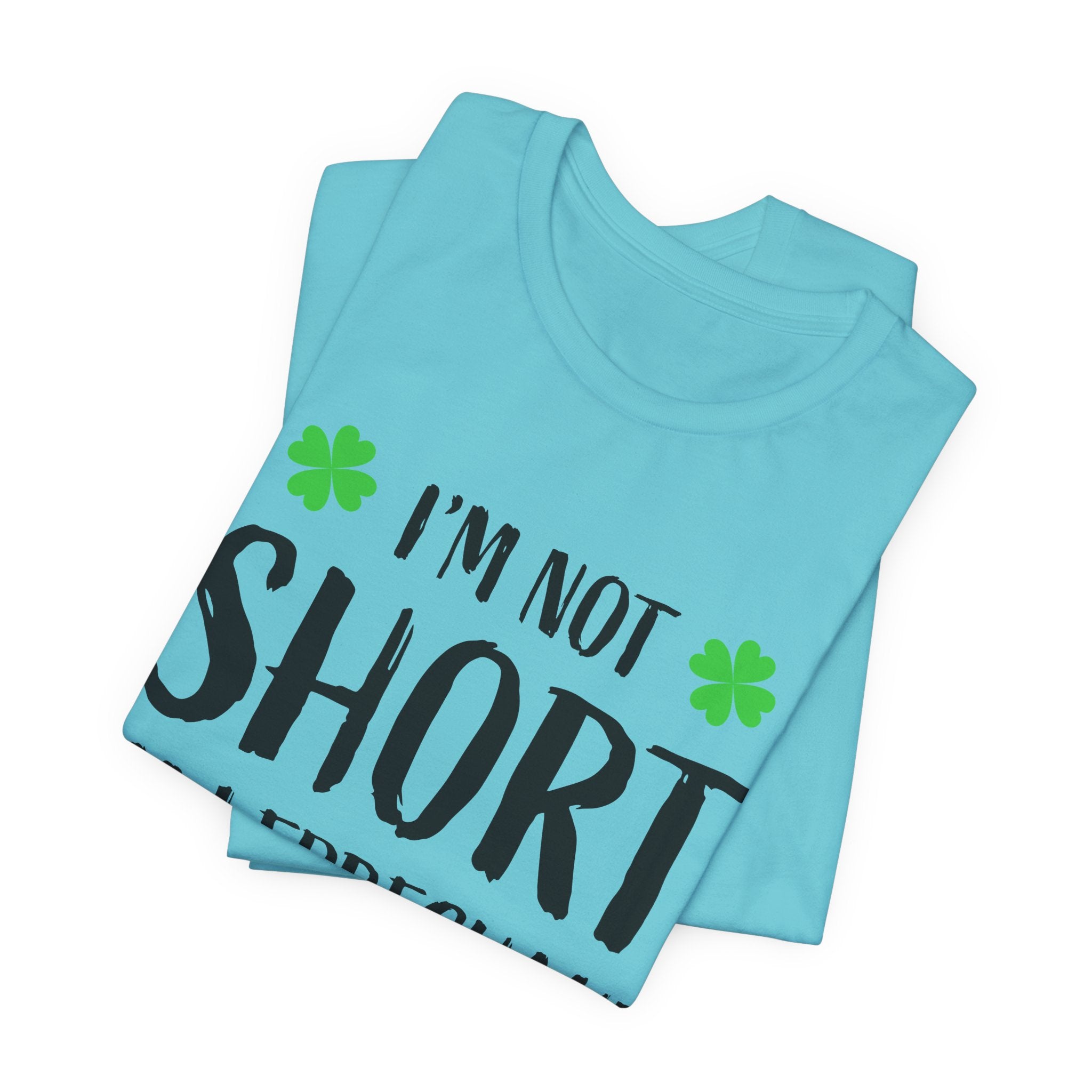 St. Patrick's Day Tee, Leprechaun Size Shirt, Unisex Graphic Tee, Funny Irish T-shirt, Short Stature Humor Apparel