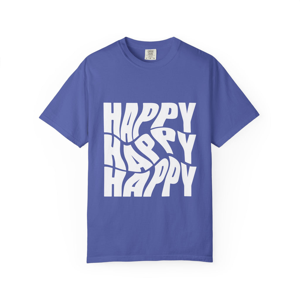 Happy Vibes Unisex Garment-Dyed T-shirt | Positive Affirmation Tee, Casual Wear, Gift for Friends, Summer Style, Comfort Apparel