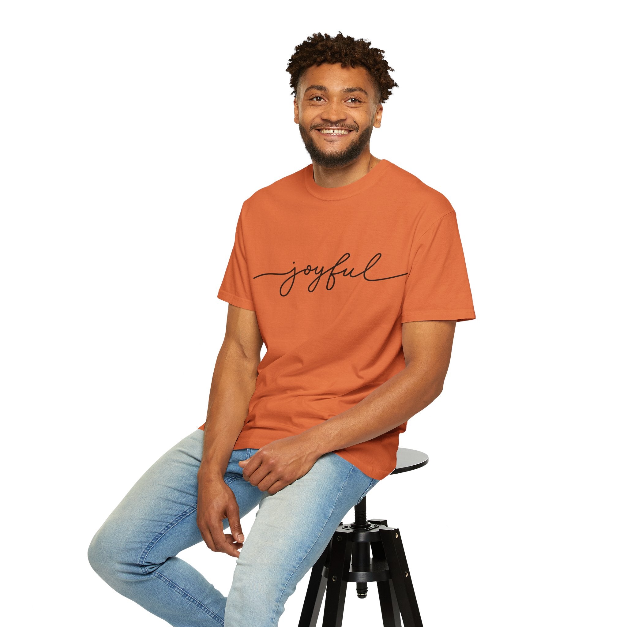 Joyful Unisex Garment-Dyed T-Shirt, Positive Vibes Shirt, Casual Everyday Tee, Gift for Friends, Birthday Celebration Top