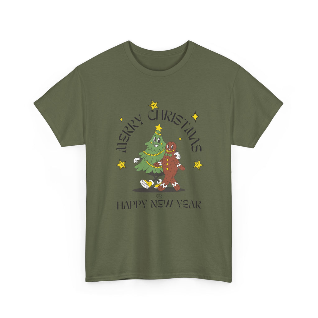 Christmas Gingerbread Tree Tee - "Merry Christmas, Happy New Year" Holiday Shirt